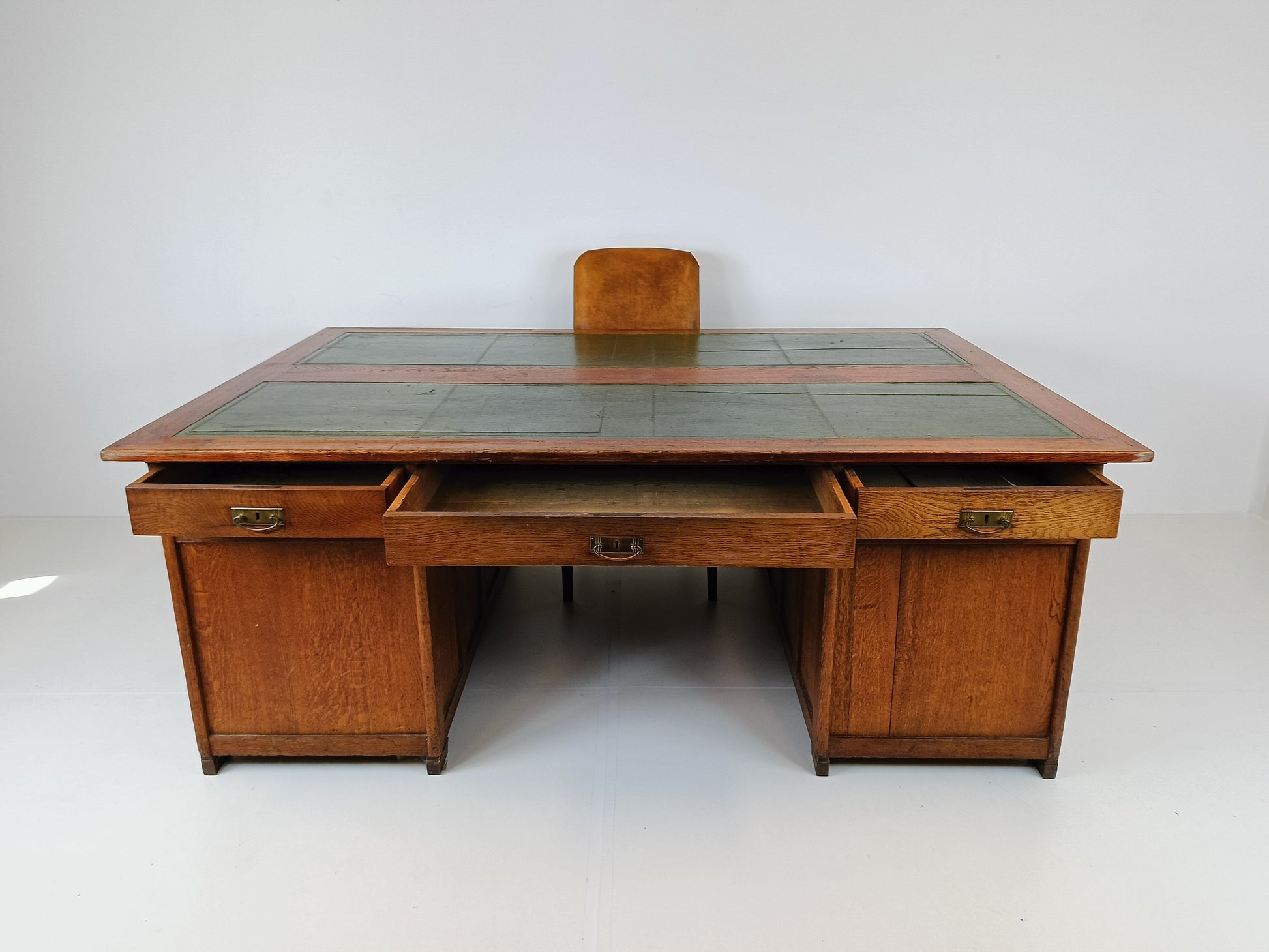 Solid Oak Antique Partner Desk Solid Oak Antique Partner Desk