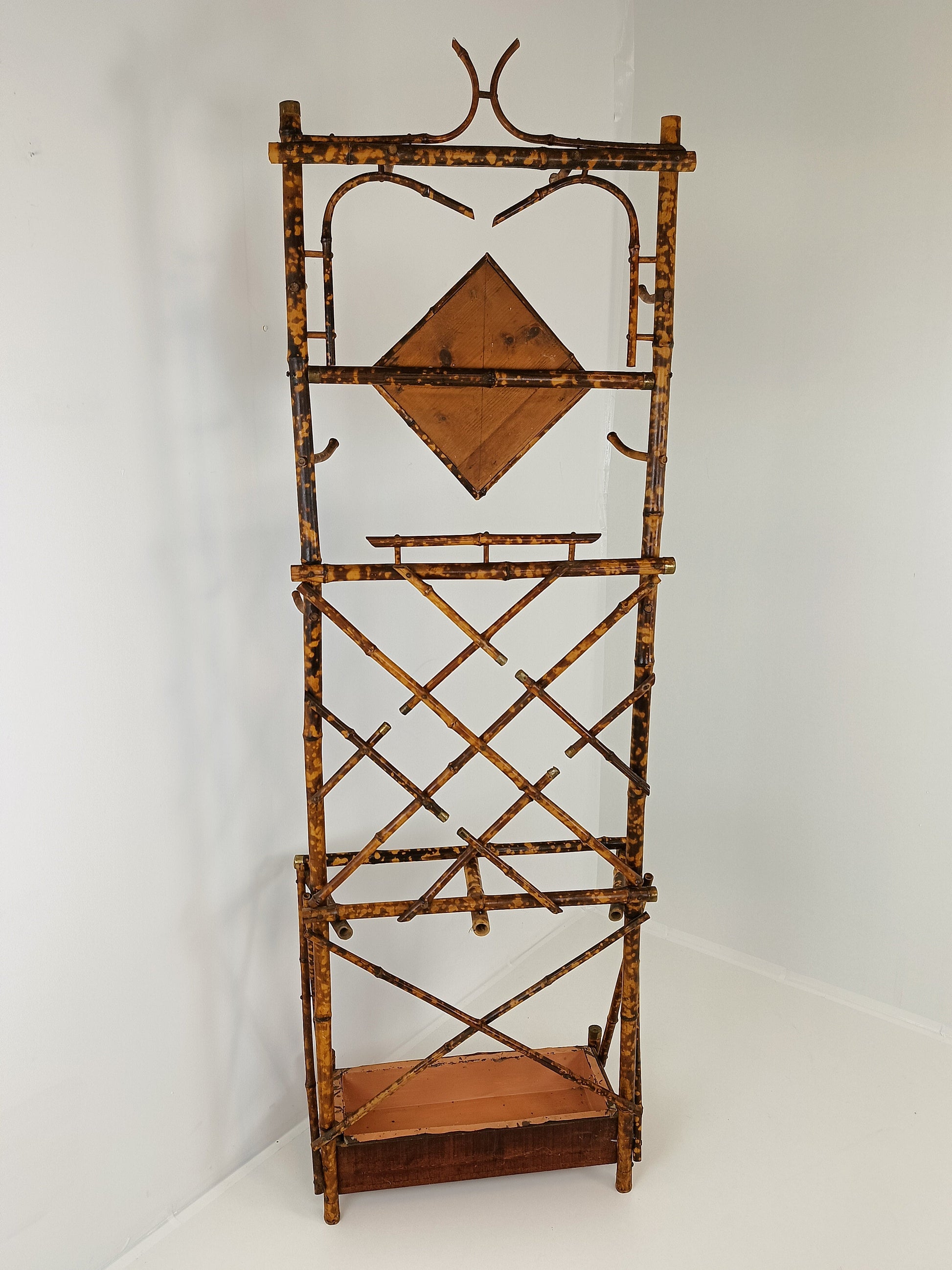 Standing Bamboo Coat Rack With Mirror Around 1920 Standing Bamboo Coat Rack With Mirror Around 1920