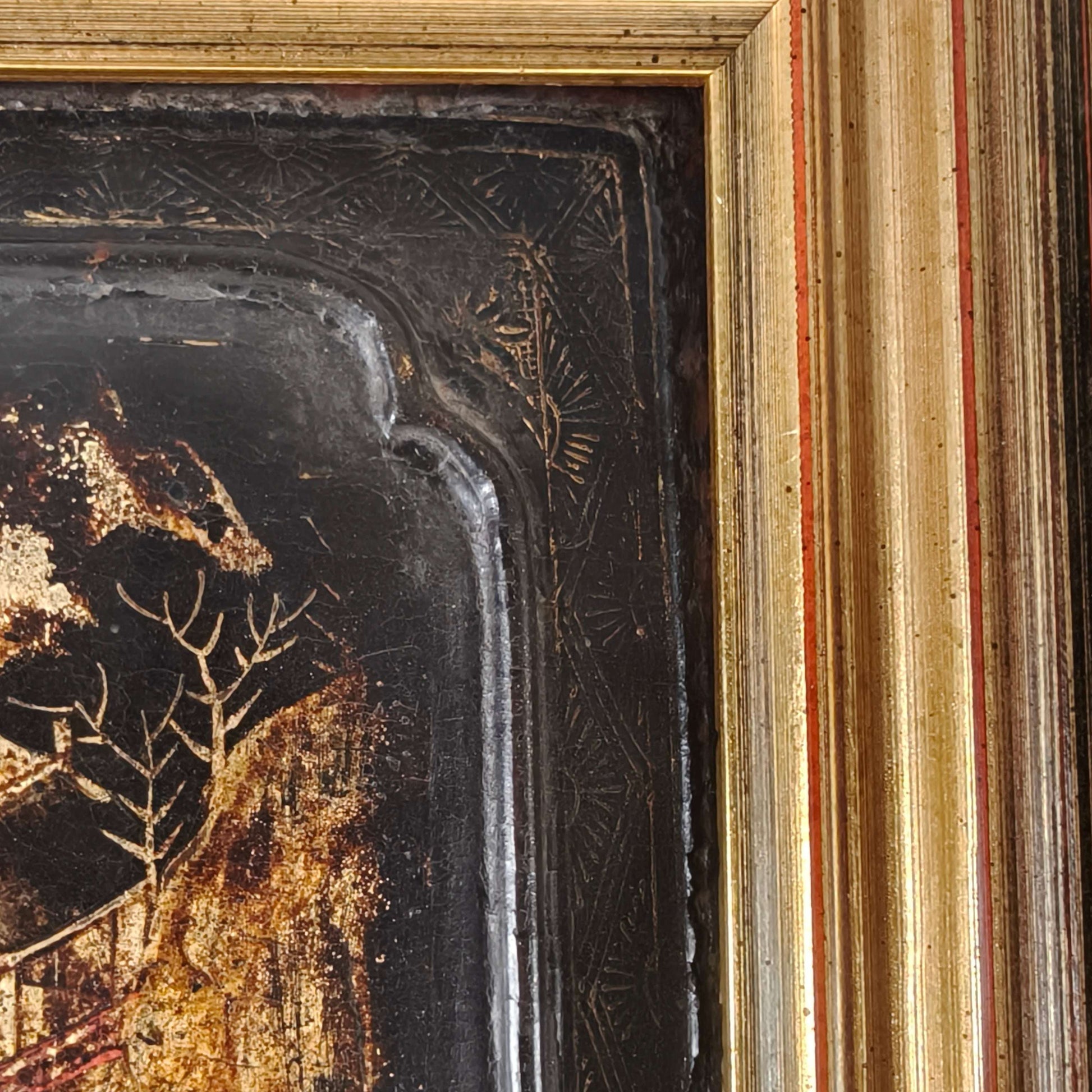 Striking Pair of 19th Century Chinoiserie Panels in Gilt Frames art Striking Pair of 19th Century Chinoiserie Panels in Gilt Frames art