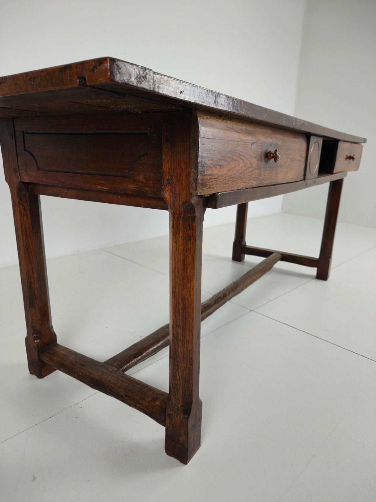 Stunning 18th Century French Farmhouse Dining Table – Solid Oak with sliding drawers Stunning 18th Century French Farmhouse Dining Table – Solid Oak with sliding drawers