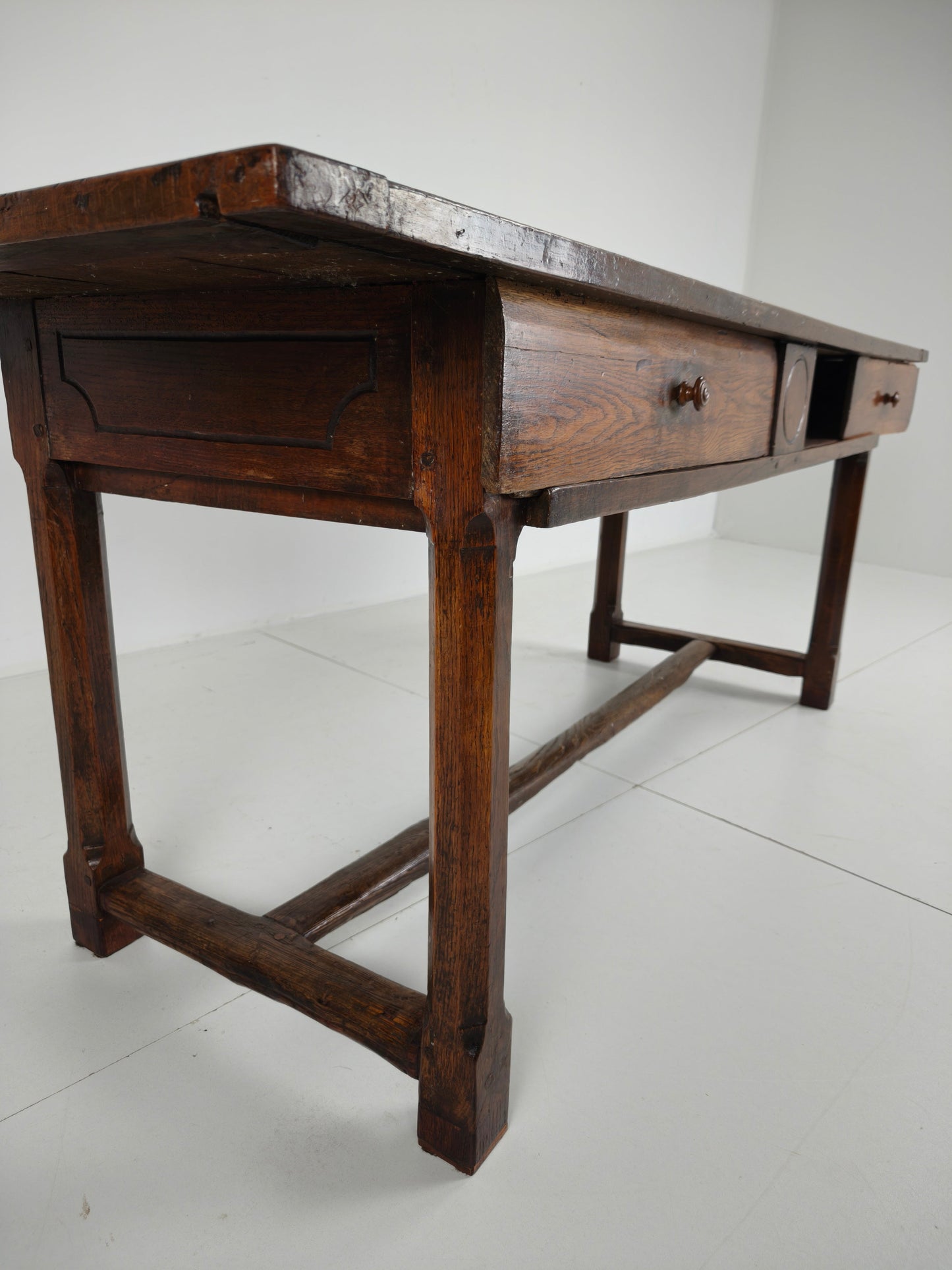 Stunning 18th Century French Farmhouse Dining Table – Solid Oak with sliding drawers Stunning 18th Century French Farmhouse Dining Table – Solid Oak with sliding drawers