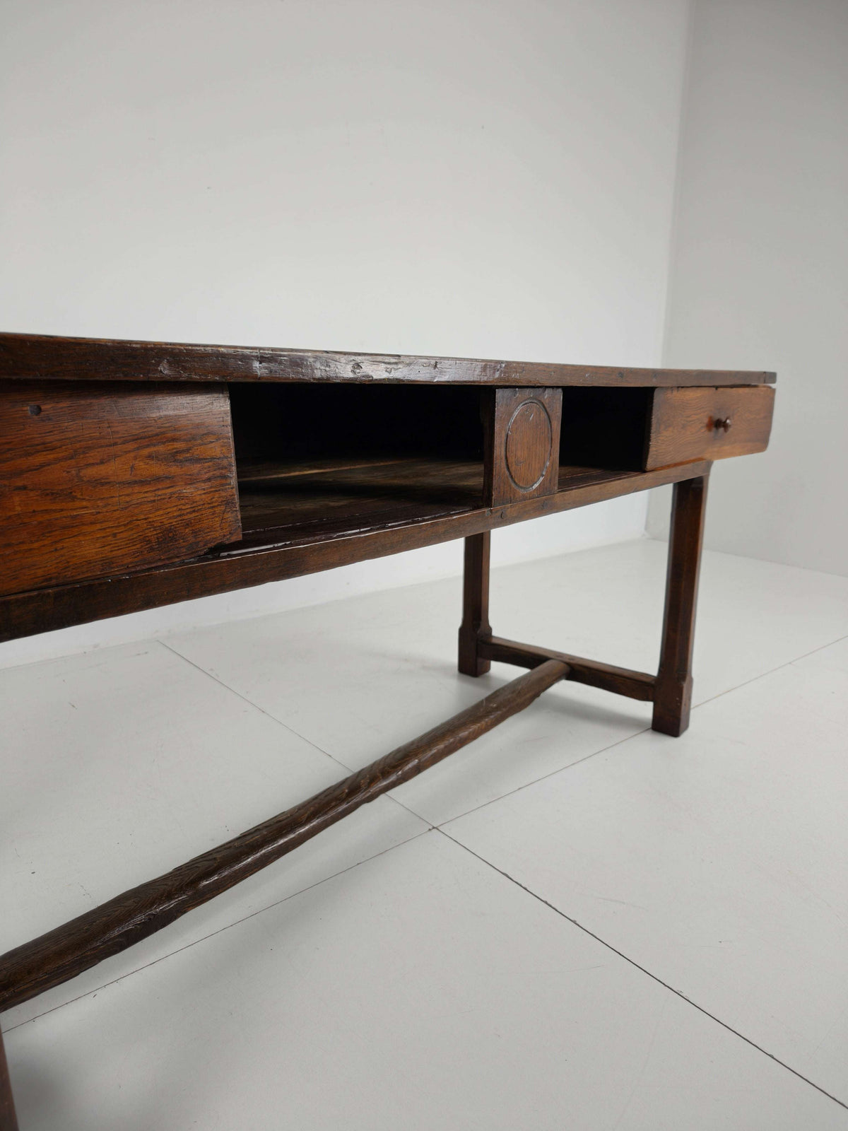 Stunning 18th Century French Farmhouse Dining Table – Solid Oak with sliding drawers Stunning 18th Century French Farmhouse Dining Table – Solid Oak with sliding drawers