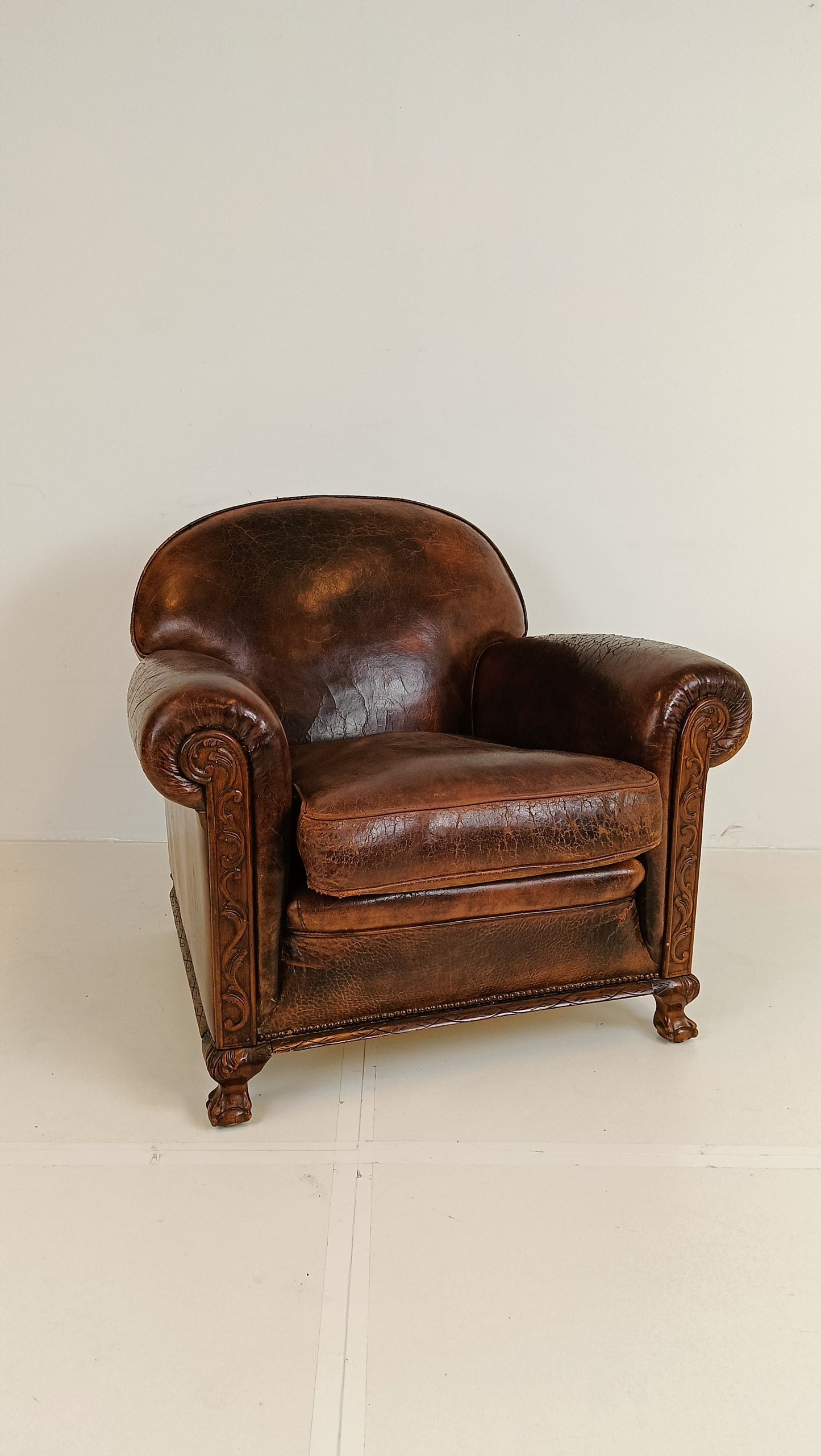 Stunning Antique Sheep Leather Club Chair Stunning Antique Sheep Leather Club Chair