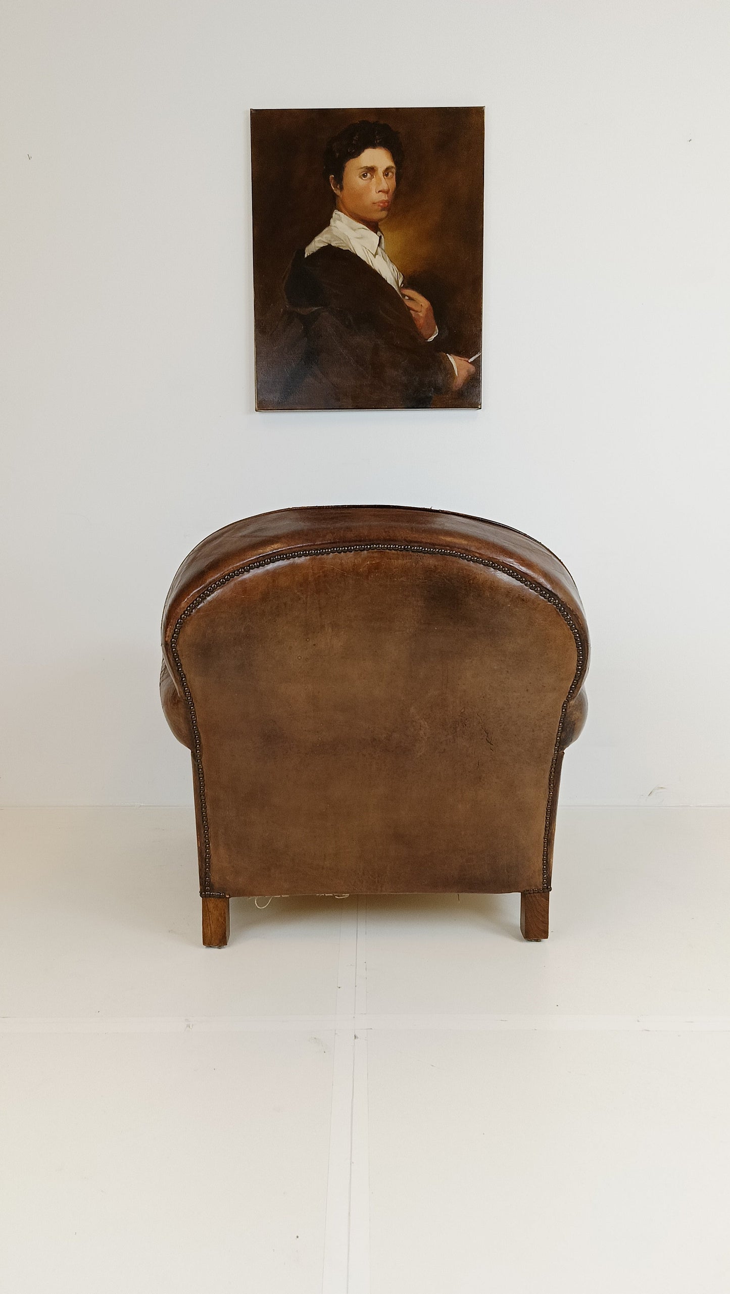 Stunning Antique Sheep Leather Club Chair Stunning Antique Sheep Leather Club Chair