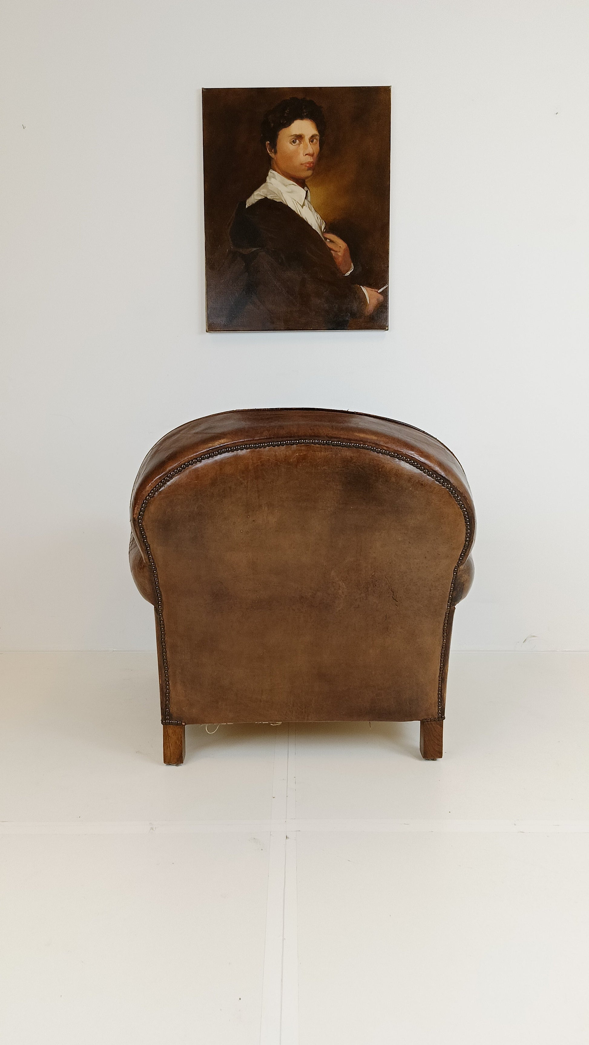 Stunning Antique Sheep Leather Club Chair Stunning Antique Sheep Leather Club Chair