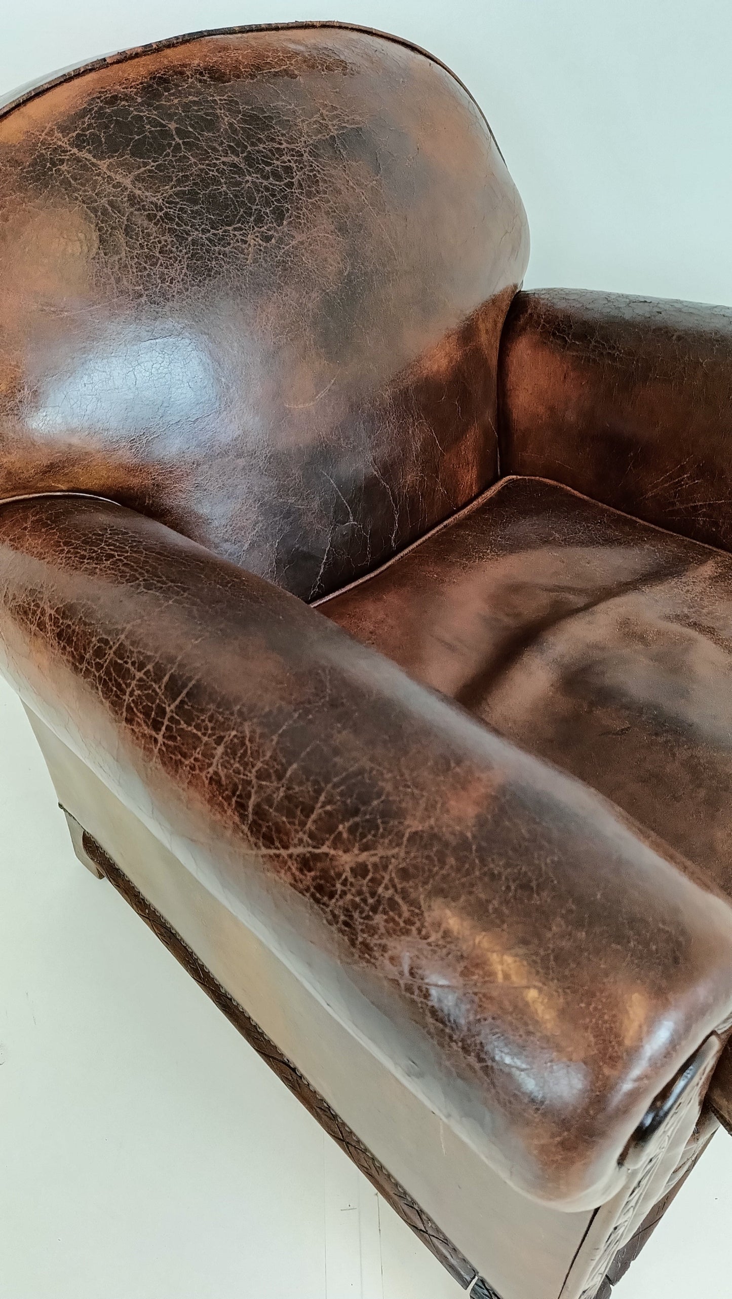 Stunning Antique Sheep Leather Club Chair Stunning Antique Sheep Leather Club Chair