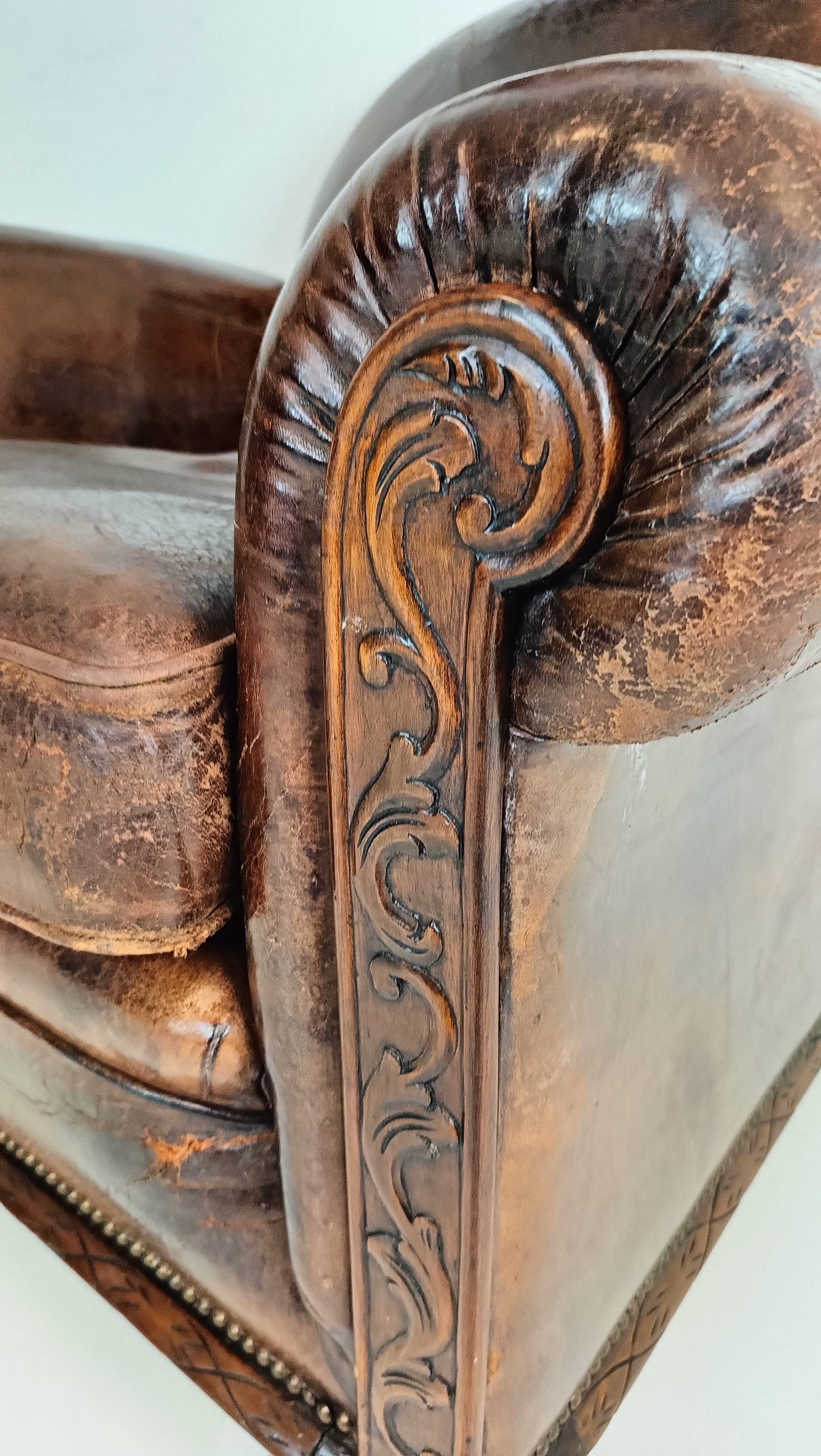 Stunning Antique Sheep Leather Club Chair Stunning Antique Sheep Leather Club Chair