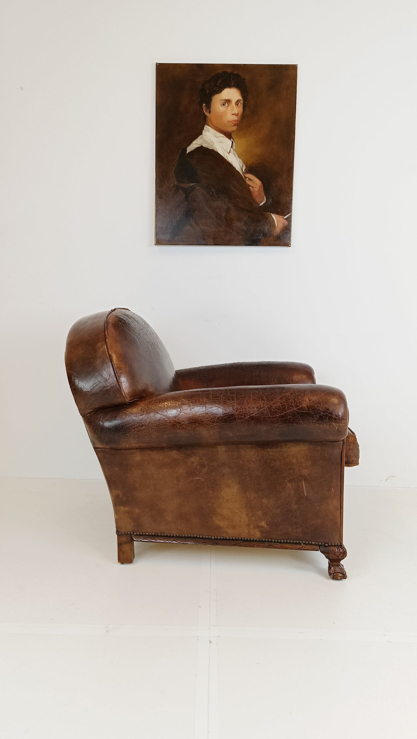 Stunning Antique Sheep Leather Club Chair Stunning Antique Sheep Leather Club Chair
