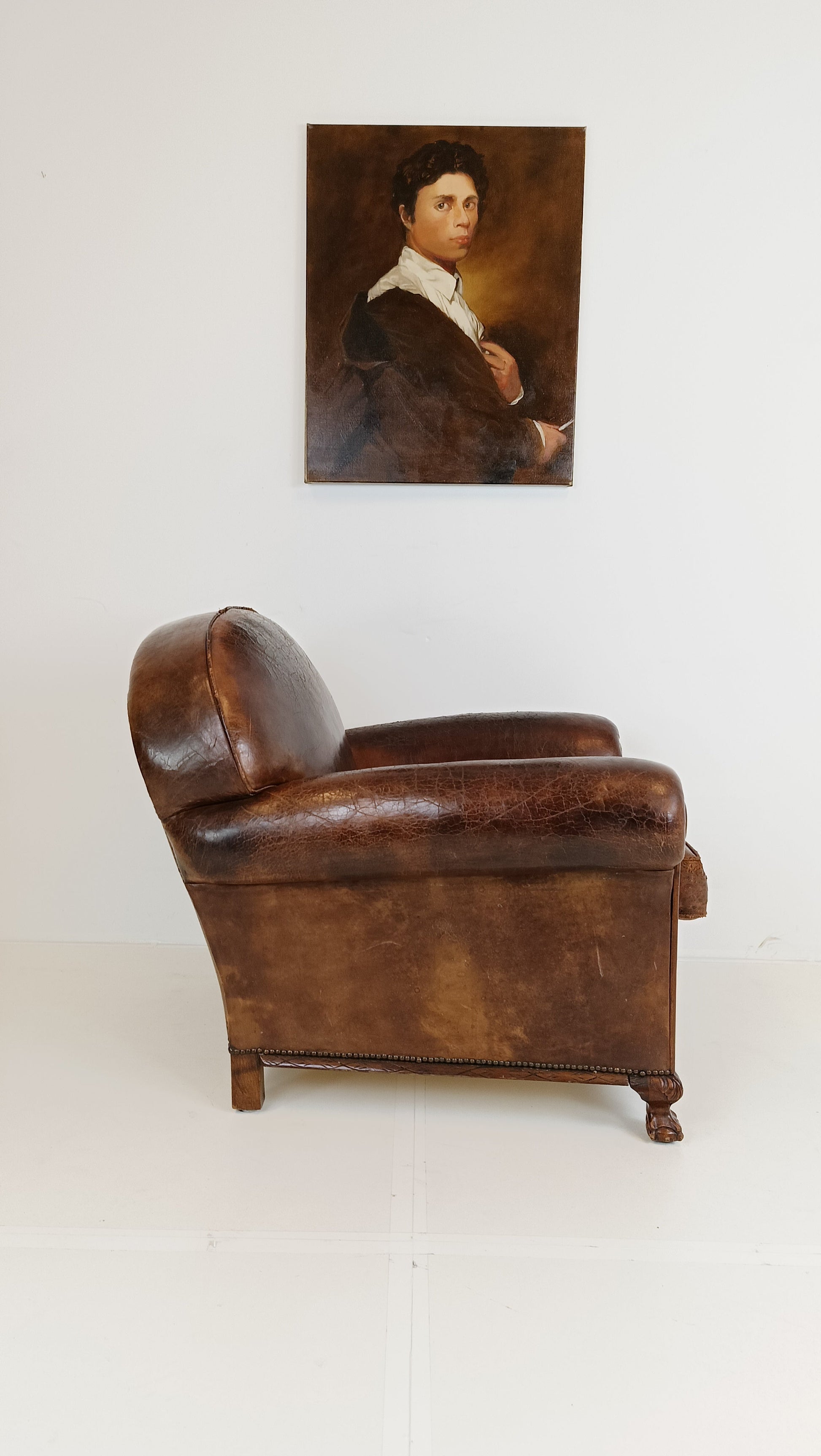 Stunning Antique Sheep Leather Club Chair Stunning Antique Sheep Leather Club Chair