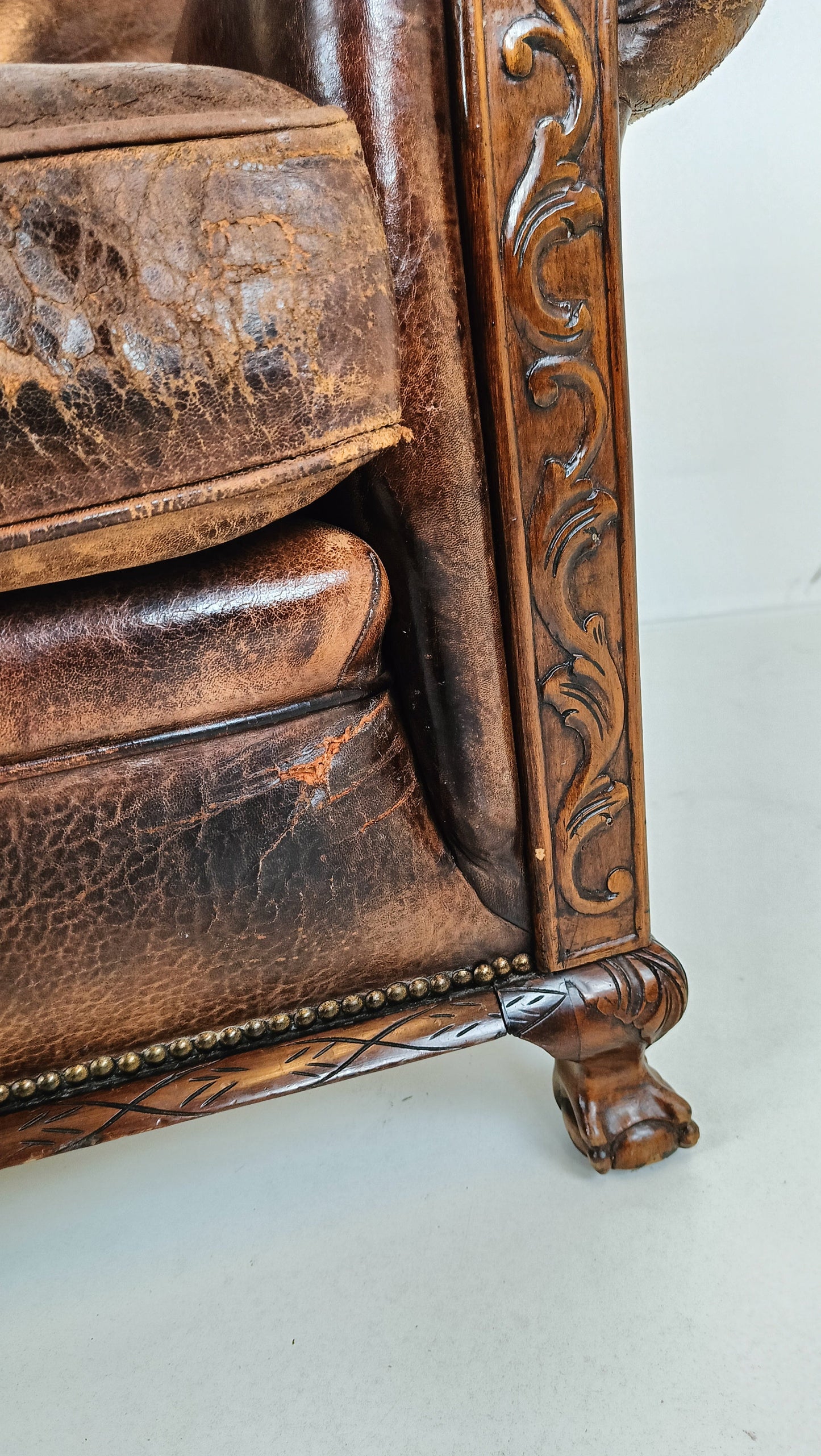 Stunning Antique Sheep Leather Club Chair Stunning Antique Sheep Leather Club Chair