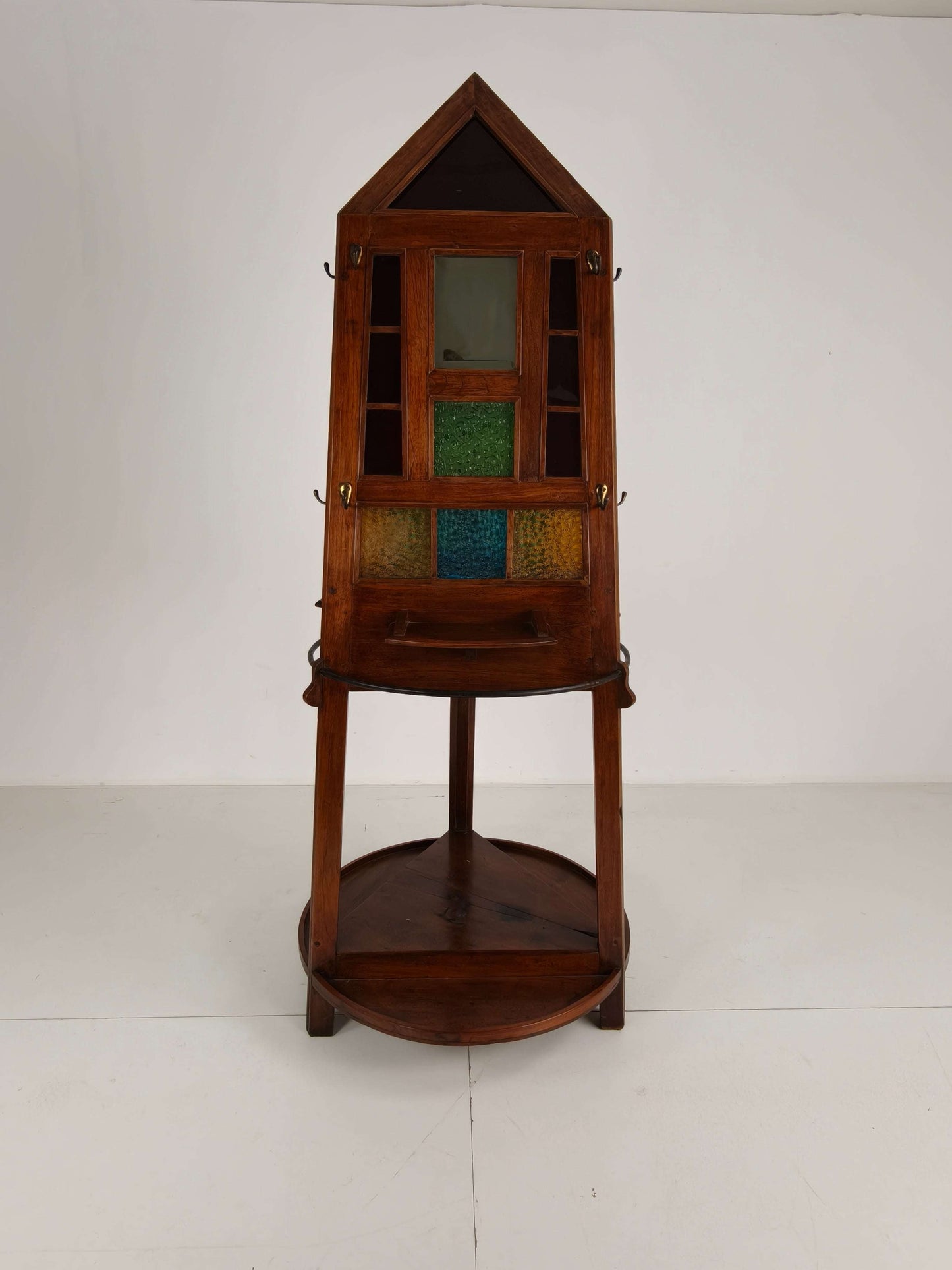 Unique Oak Art Deco Hall Stand / Umbrella Rack – 1920s Obelisk Design with Stained Glass Unique Oak Art Deco Hall Stand / Umbrella Rack – 1920s Obelisk Design with Stained Glass