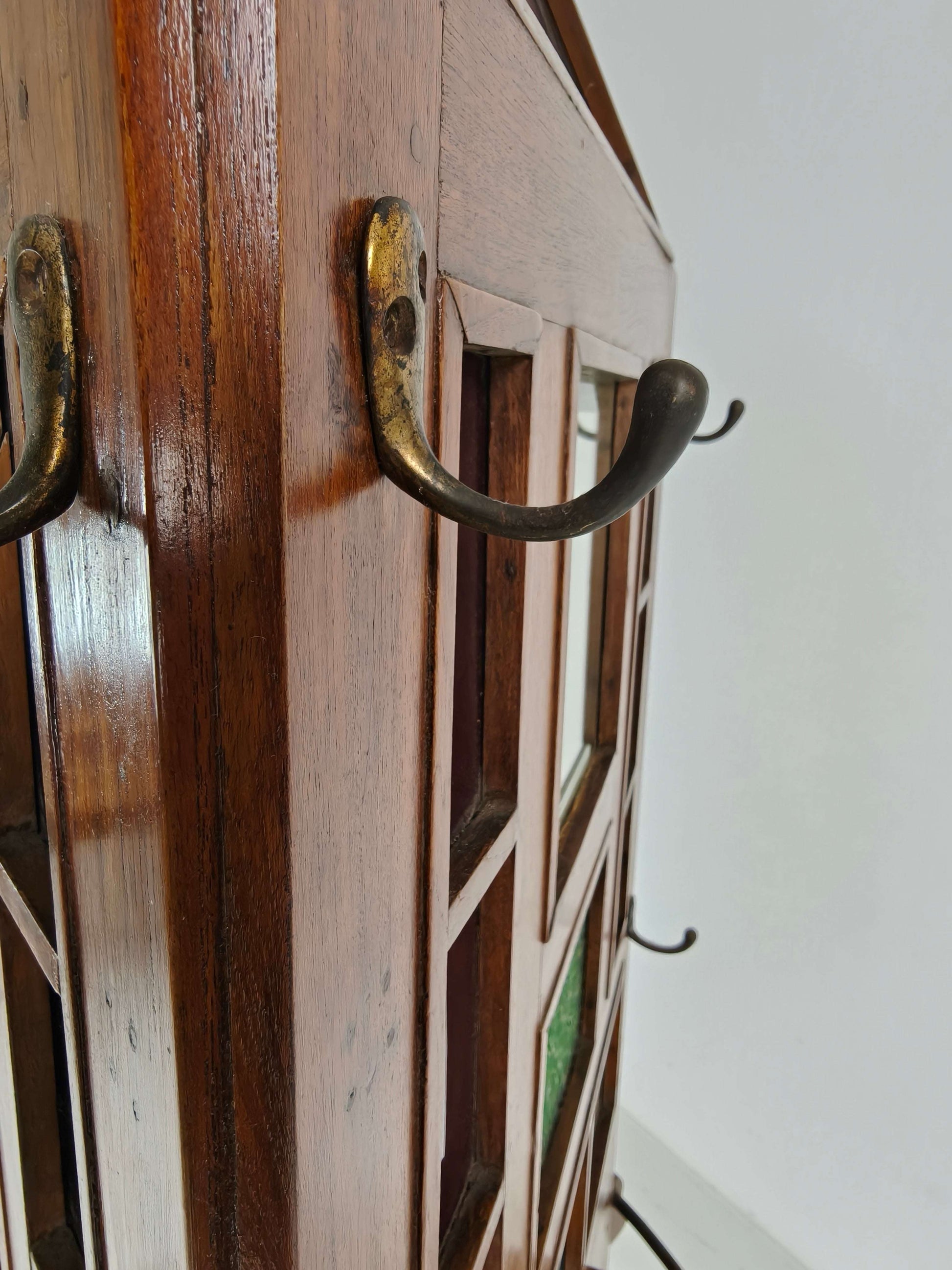 Unique Oak Art Deco Hall Stand / Umbrella Rack – 1920s Obelisk Design with Stained Glass Unique Oak Art Deco Hall Stand / Umbrella Rack – 1920s Obelisk Design with Stained Glass