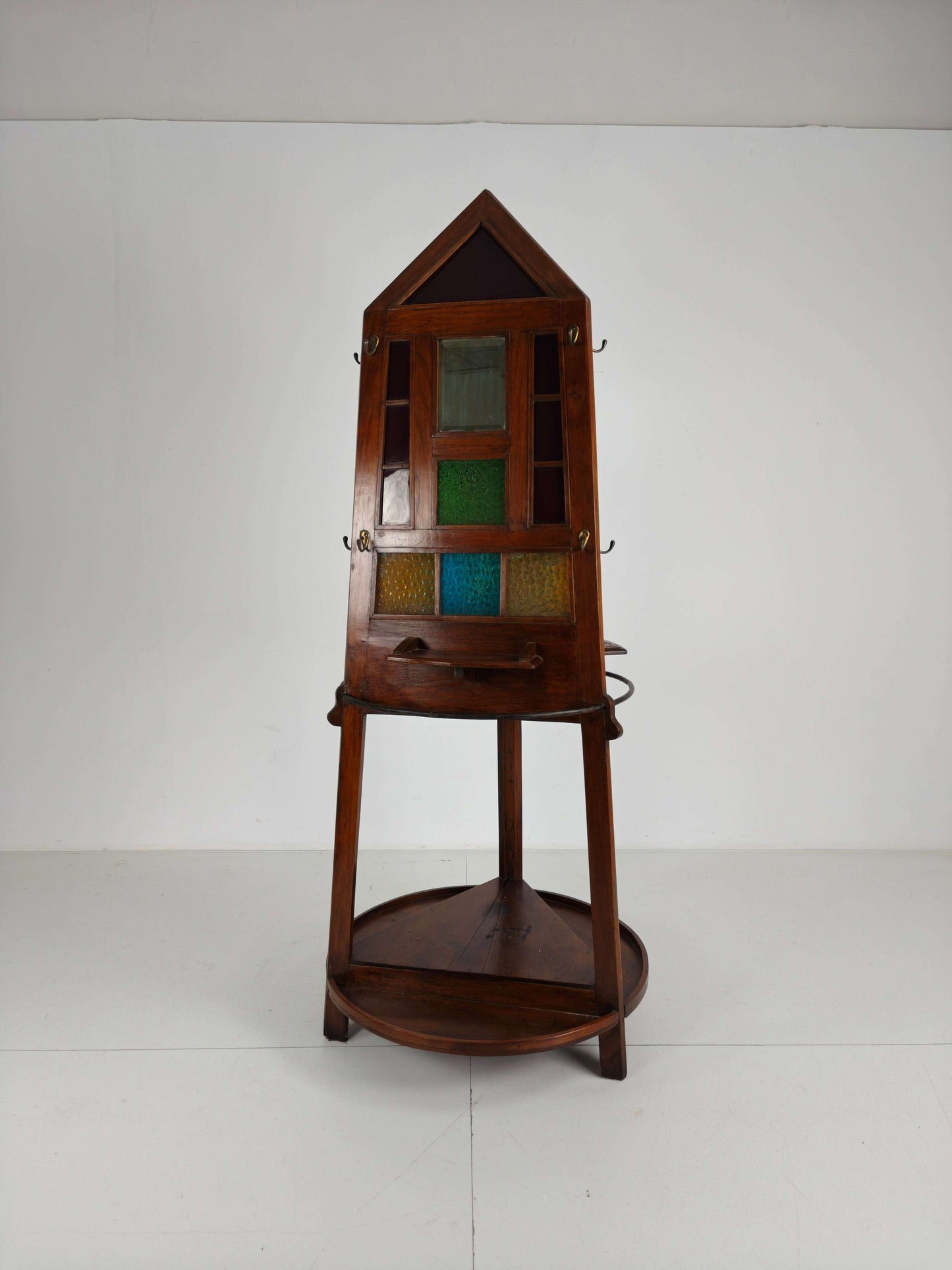 Unique Oak Art Deco Hall Stand / Umbrella Rack – 1920s Obelisk Design with Stained Glass Unique Oak Art Deco Hall Stand / Umbrella Rack – 1920s Obelisk Design with Stained Glass