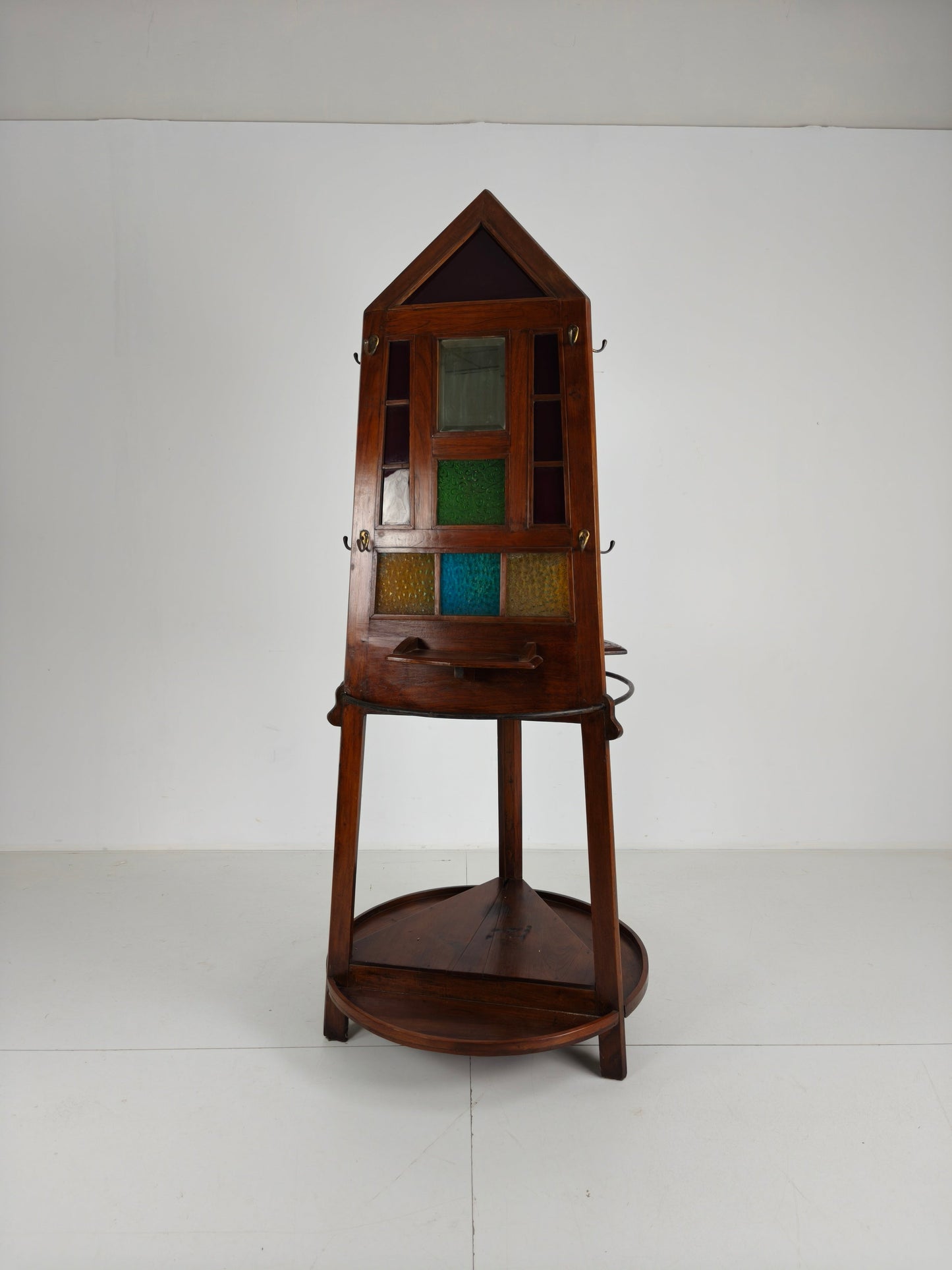 Unique Oak Art Deco Hall Stand / Umbrella Rack – 1920s Obelisk Design with Stained Glass Unique Oak Art Deco Hall Stand / Umbrella Rack – 1920s Obelisk Design with Stained Glass