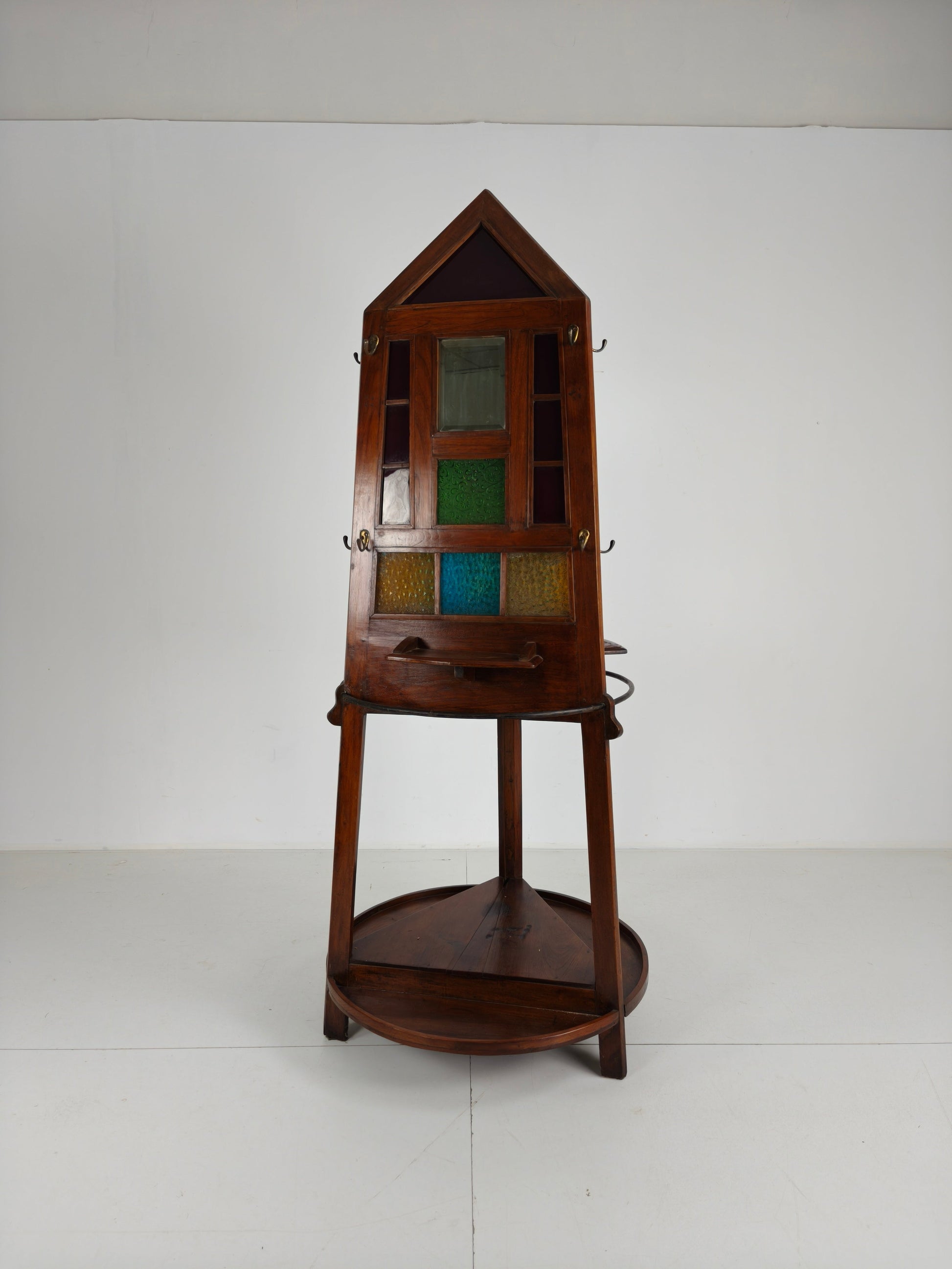 Unique Oak Art Deco Hall Stand / Umbrella Rack – 1920s Obelisk Design with Stained Glass Unique Oak Art Deco Hall Stand / Umbrella Rack – 1920s Obelisk Design with Stained Glass