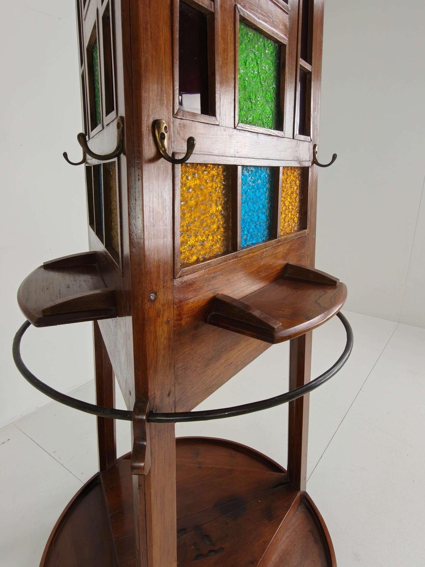 Unique Oak Art Deco Hall Stand / Umbrella Rack – 1920s Obelisk Design with Stained Glass Unique Oak Art Deco Hall Stand / Umbrella Rack – 1920s Obelisk Design with Stained Glass