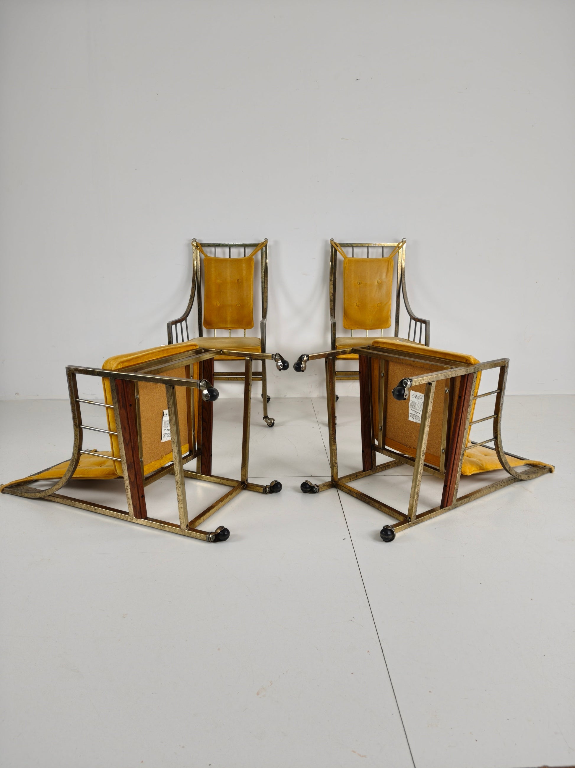 Unique Set of Mid-Century style Dining and Lounge Chairs – Gilded, Made Between 1940-1948 by Flanders Industries Inc, Fort Smith, Arkansas Unique Set of Mid-Century style Dining and Lounge Chairs – Gilded, Made Between 1940-1948 by Flanders Industries Inc, Fort Smith, Arkansas