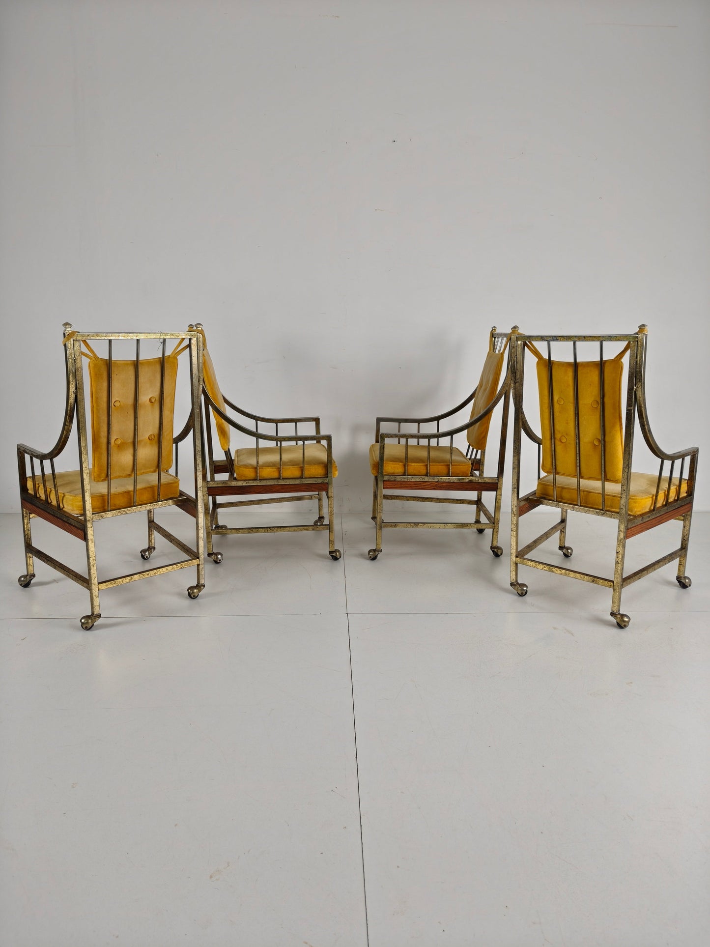 Unique Set of Mid-Century style Dining and Lounge Chairs – Gilded, Made Between 1940-1948 by Flanders Industries Inc, Fort Smith, Arkansas Unique Set of Mid-Century style Dining and Lounge Chairs – Gilded, Made Between 1940-1948 by Flanders Industries Inc, Fort Smith, Arkansas