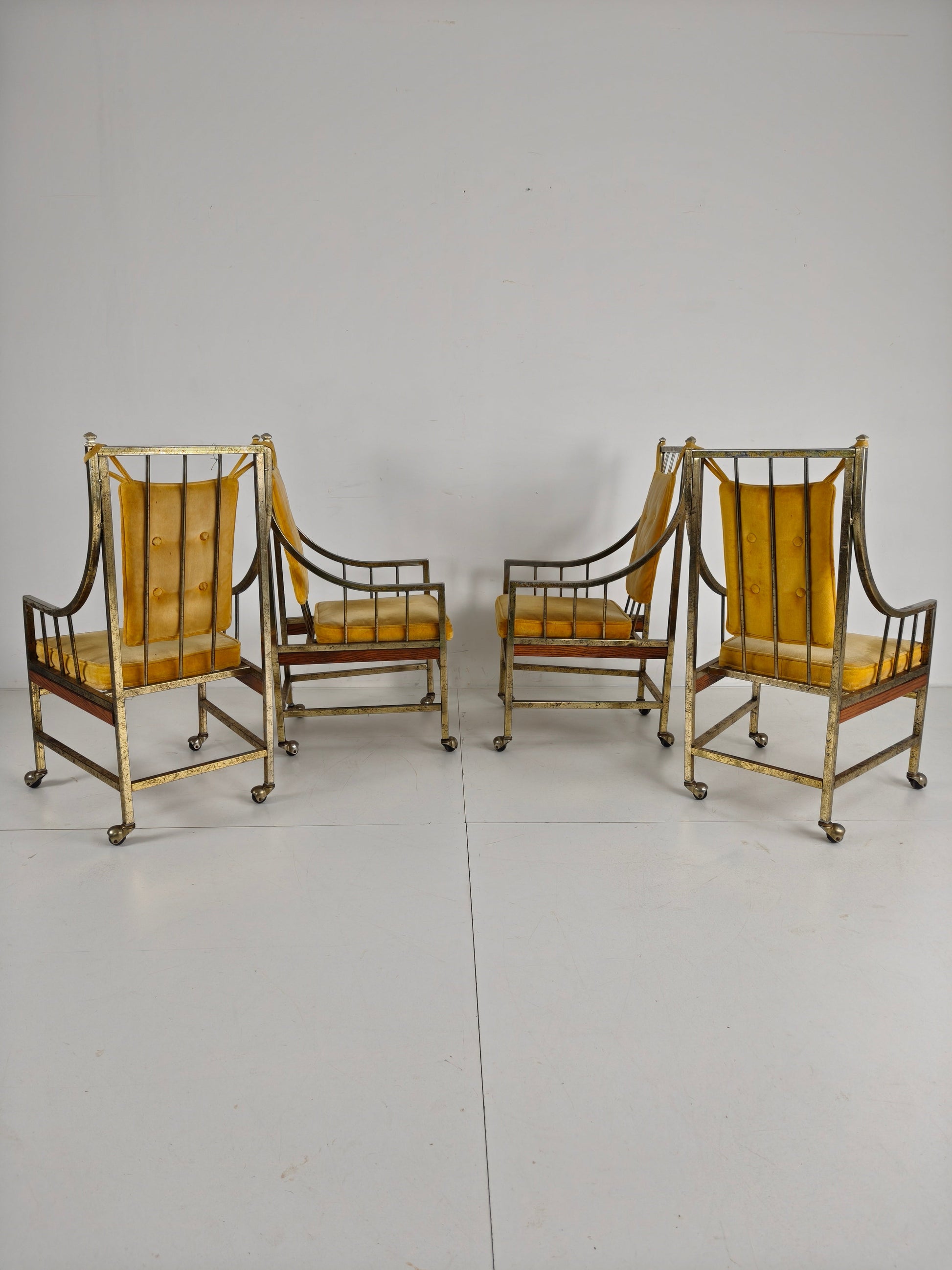 Unique Set of Mid-Century style Dining and Lounge Chairs – Gilded, Made Between 1940-1948 by Flanders Industries Inc, Fort Smith, Arkansas Unique Set of Mid-Century style Dining and Lounge Chairs – Gilded, Made Between 1940-1948 by Flanders Industries Inc, Fort Smith, Arkansas