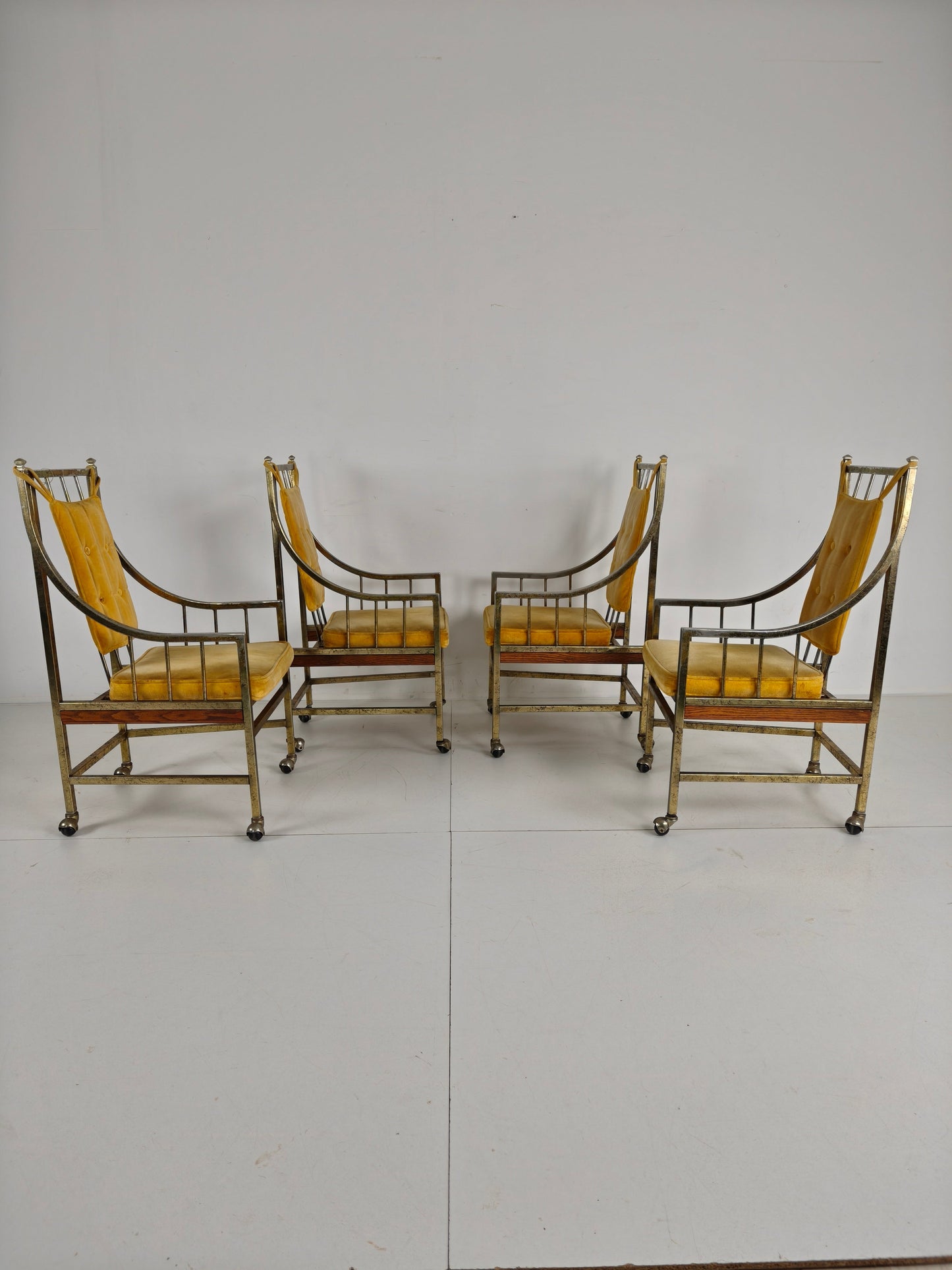 Unique Set of Mid-Century style Dining and Lounge Chairs – Gilded, Made Between 1940-1948 by Flanders Industries Inc, Fort Smith, Arkansas Unique Set of Mid-Century style Dining and Lounge Chairs – Gilded, Made Between 1940-1948 by Flanders Industries Inc, Fort Smith, Arkansas