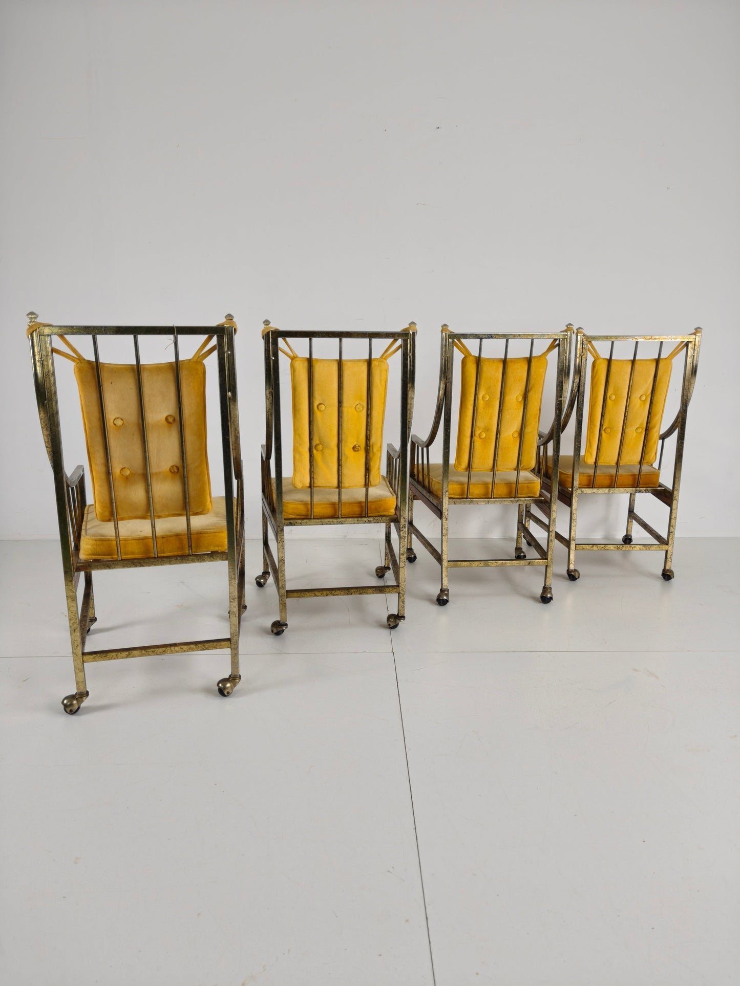 Unique Set of Mid-Century style Dining and Lounge Chairs – Gilded, Made Between 1940-1948 by Flanders Industries Inc, Fort Smith, Arkansas Unique Set of Mid-Century style Dining and Lounge Chairs – Gilded, Made Between 1940-1948 by Flanders Industries Inc, Fort Smith, Arkansas
