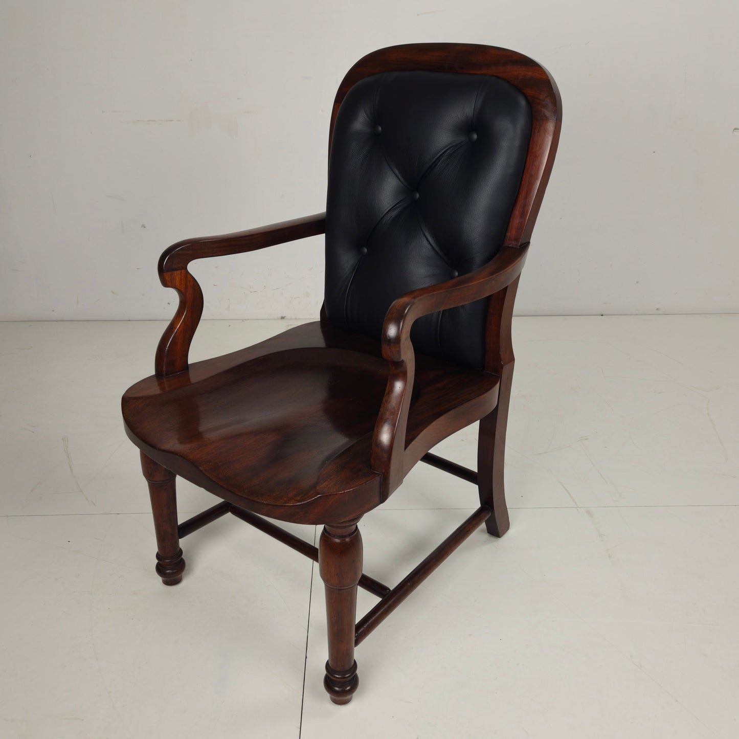 Victorian English Walnut & Leather Library Desk Chair Victorian English Walnut & Leather Library Desk Chair