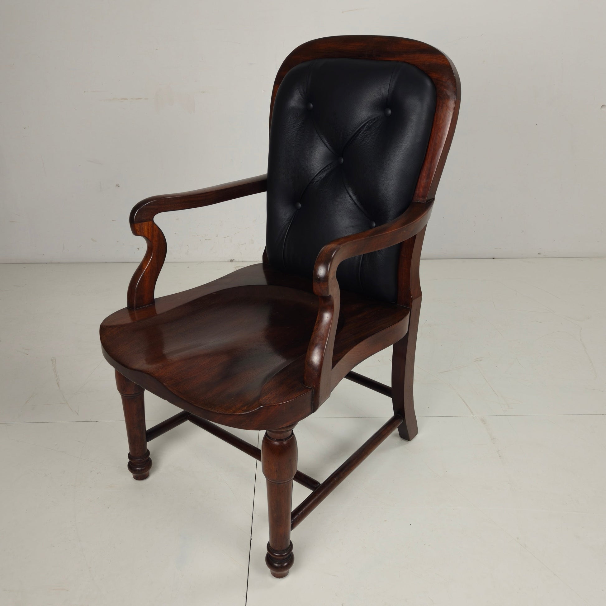 Victorian English Walnut & Leather Library Desk Chair Victorian English Walnut & Leather Library Desk Chair