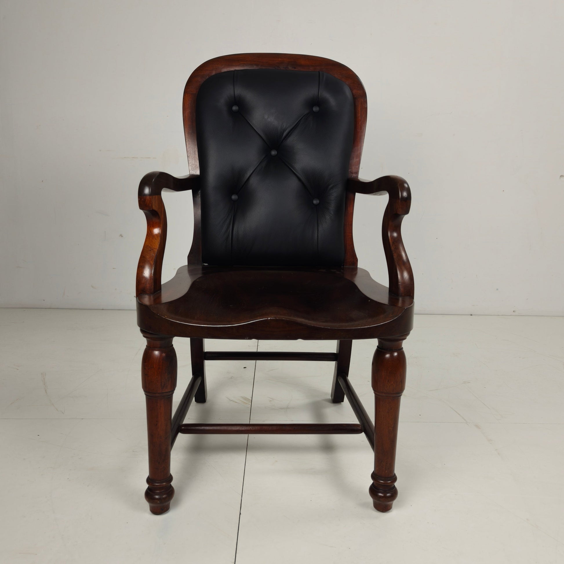 Victorian English Walnut & Leather Library Desk Chair Victorian English Walnut & Leather Library Desk Chair