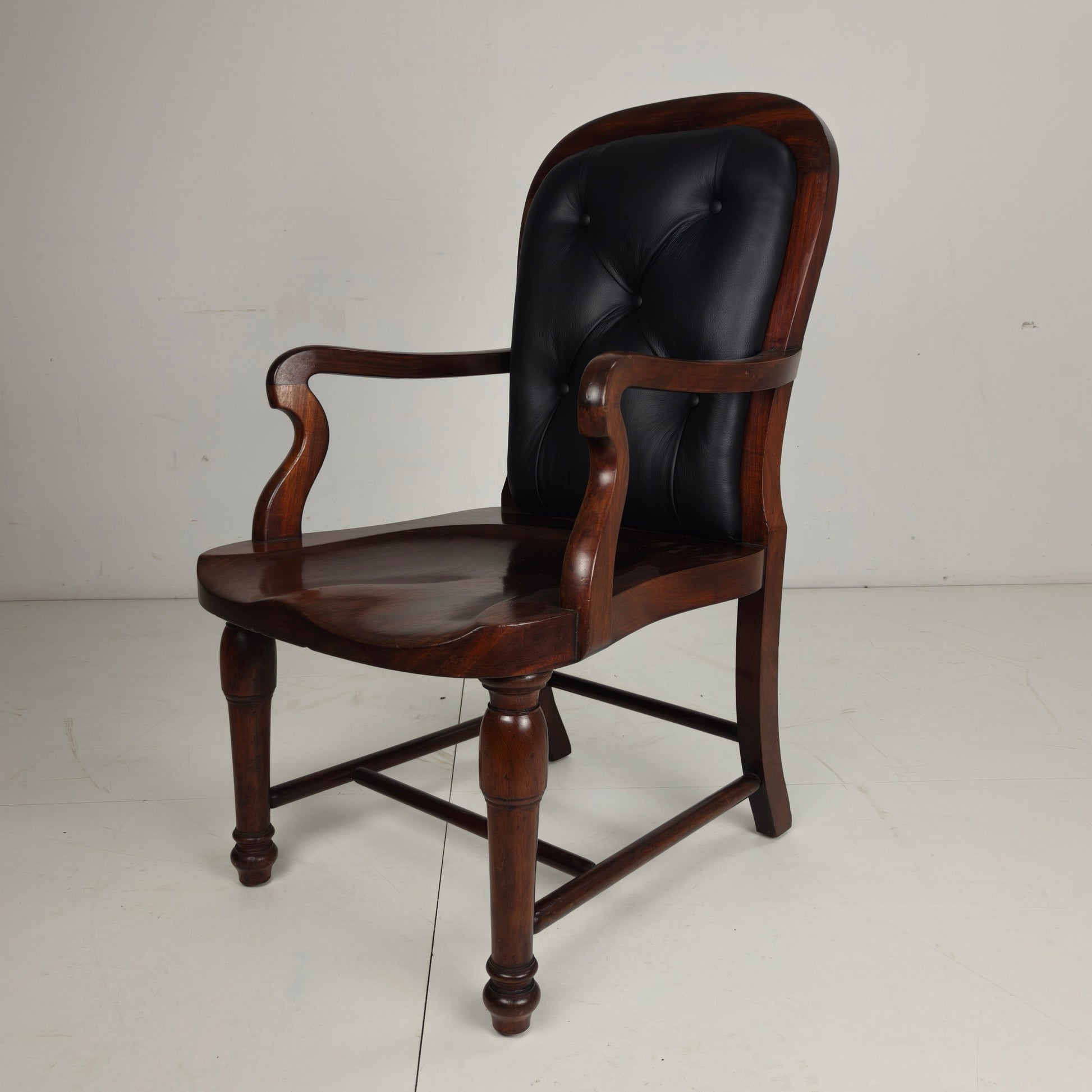 Victorian English Walnut & Leather Library Desk Chair Victorian English Walnut & Leather Library Desk Chair