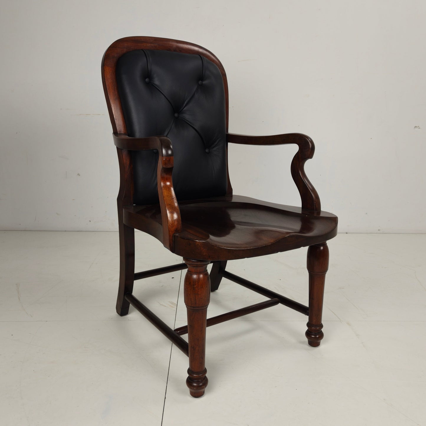 Victorian English Walnut & Leather Library Desk Chair Victorian English Walnut & Leather Library Desk Chair