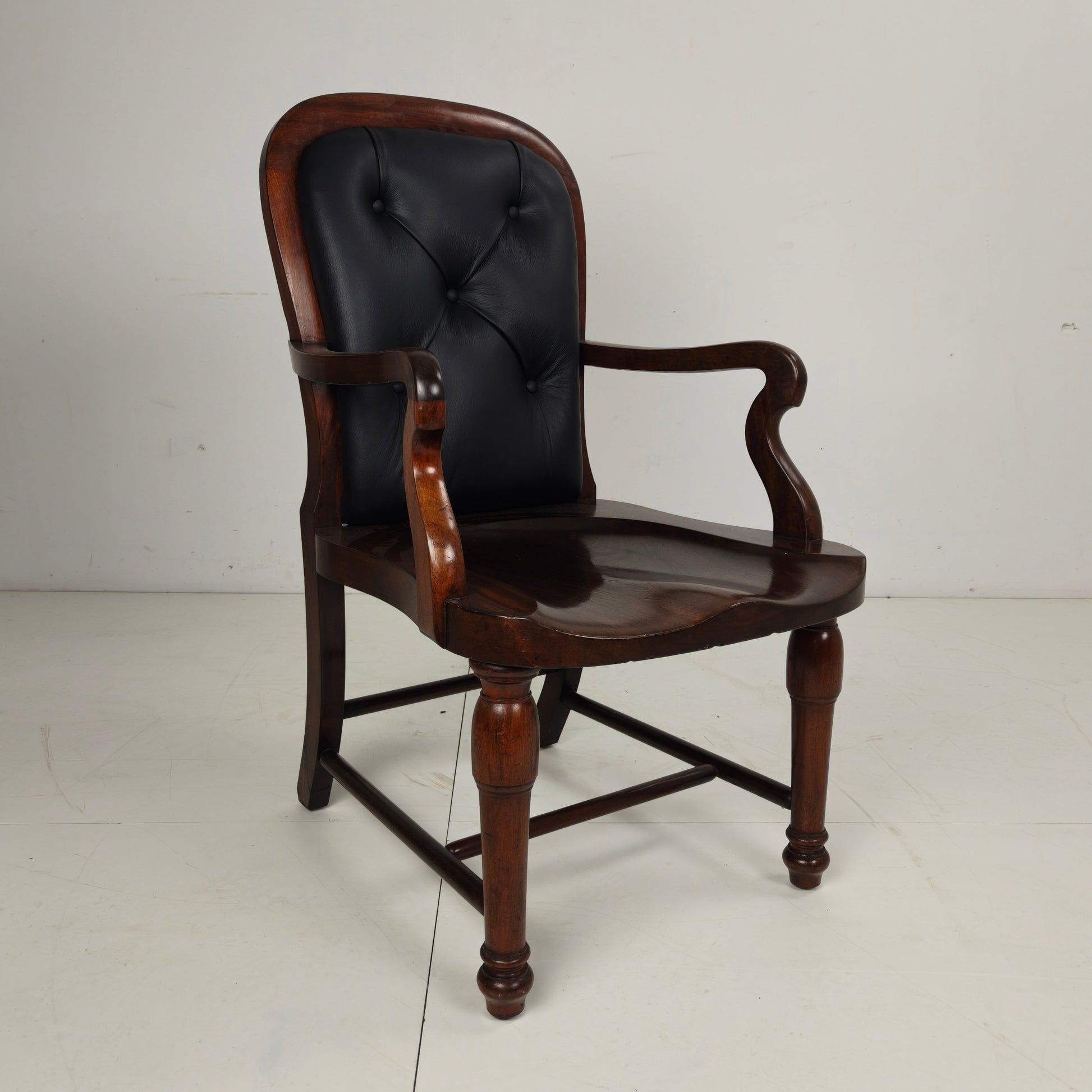 Victorian English Walnut & Leather Library Desk Chair Victorian English Walnut & Leather Library Desk Chair
