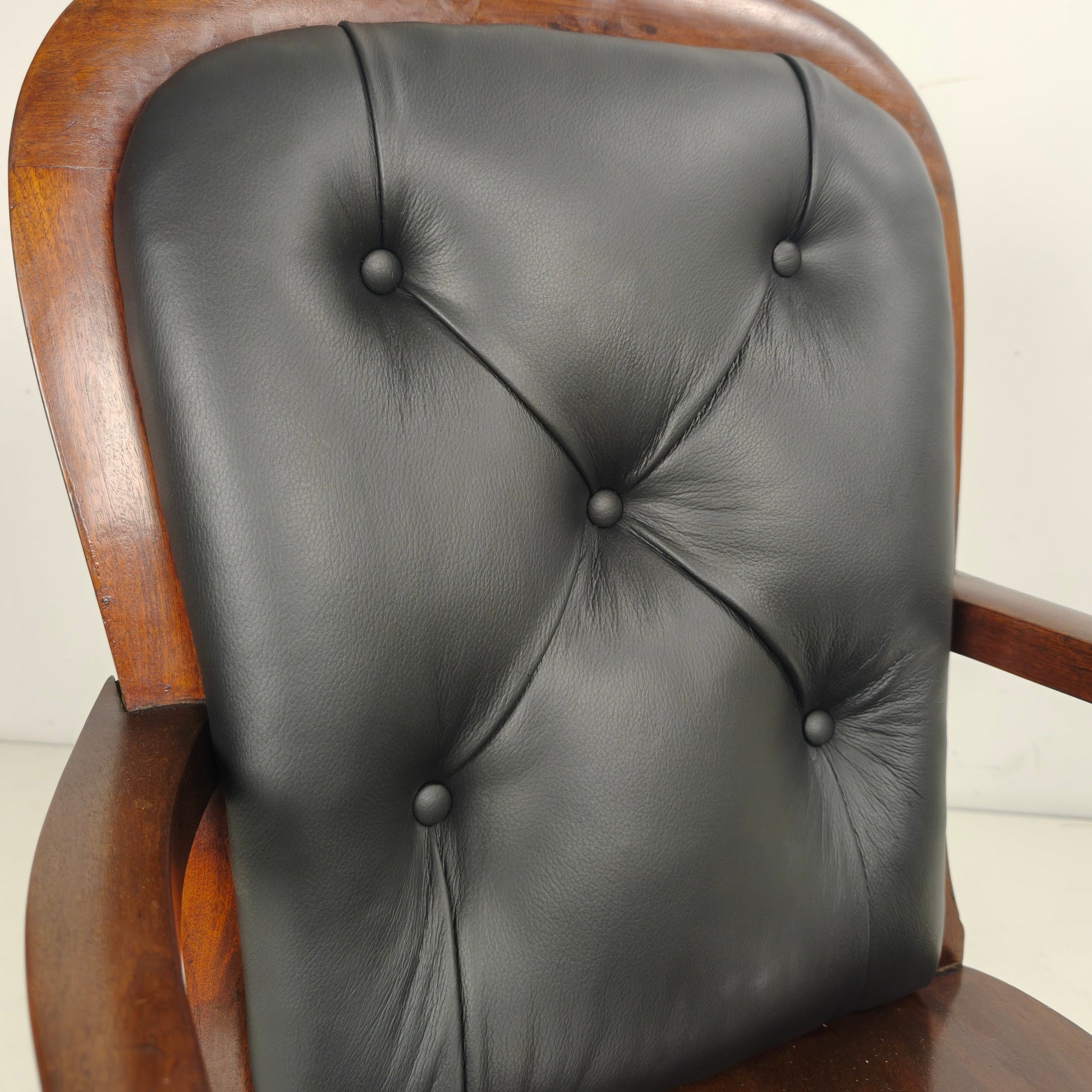 Victorian English Walnut & Leather Library Desk Chair Victorian English Walnut & Leather Library Desk Chair