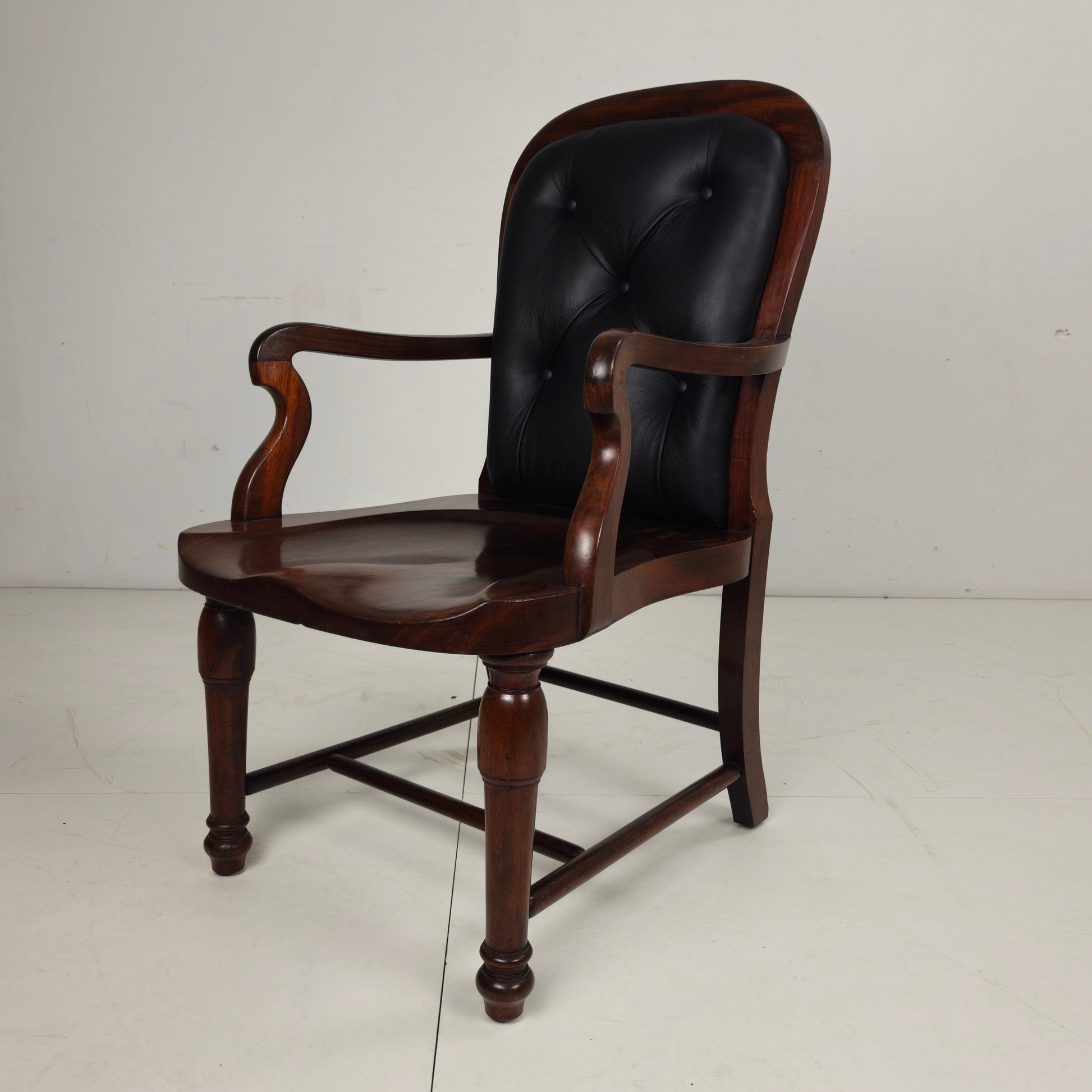 Victorian English Walnut & Leather Library Desk Chair Victorian English Walnut & Leather Library Desk Chair