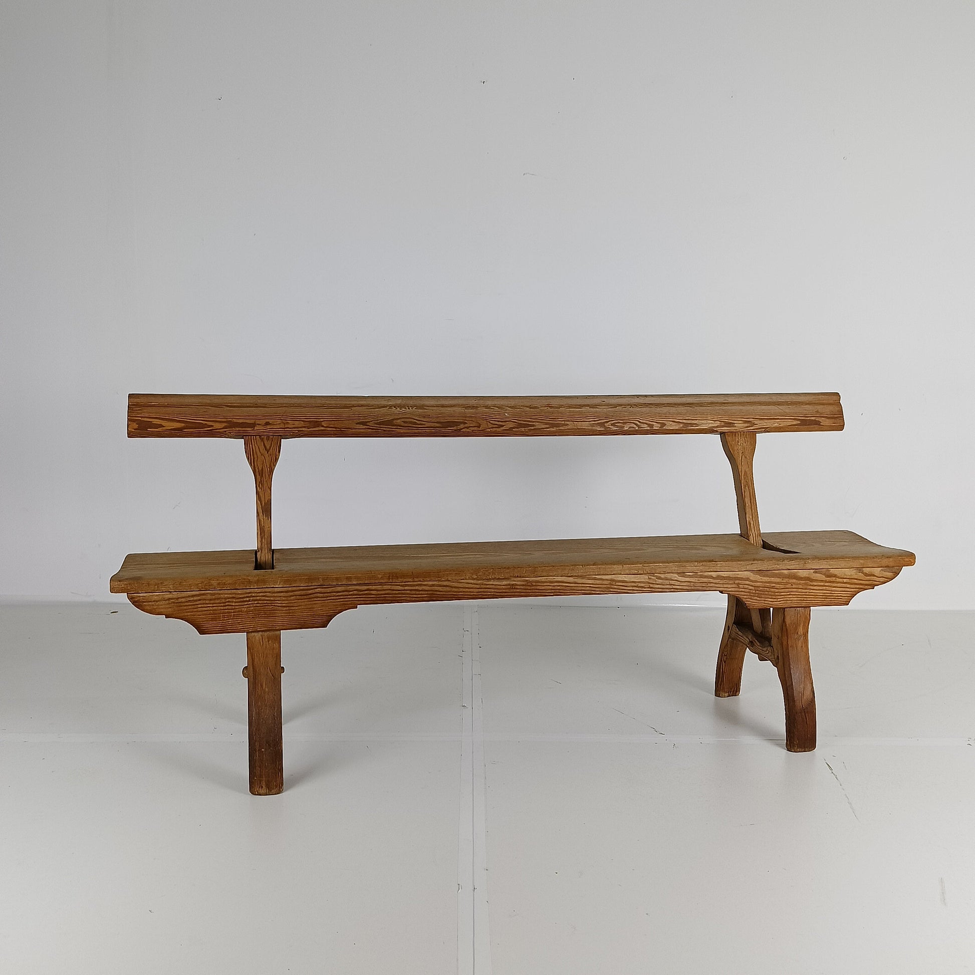 Victorian Pitch Pine Short Railway Antique Bench Victorian Pitch Pine Short Railway Antique Bench