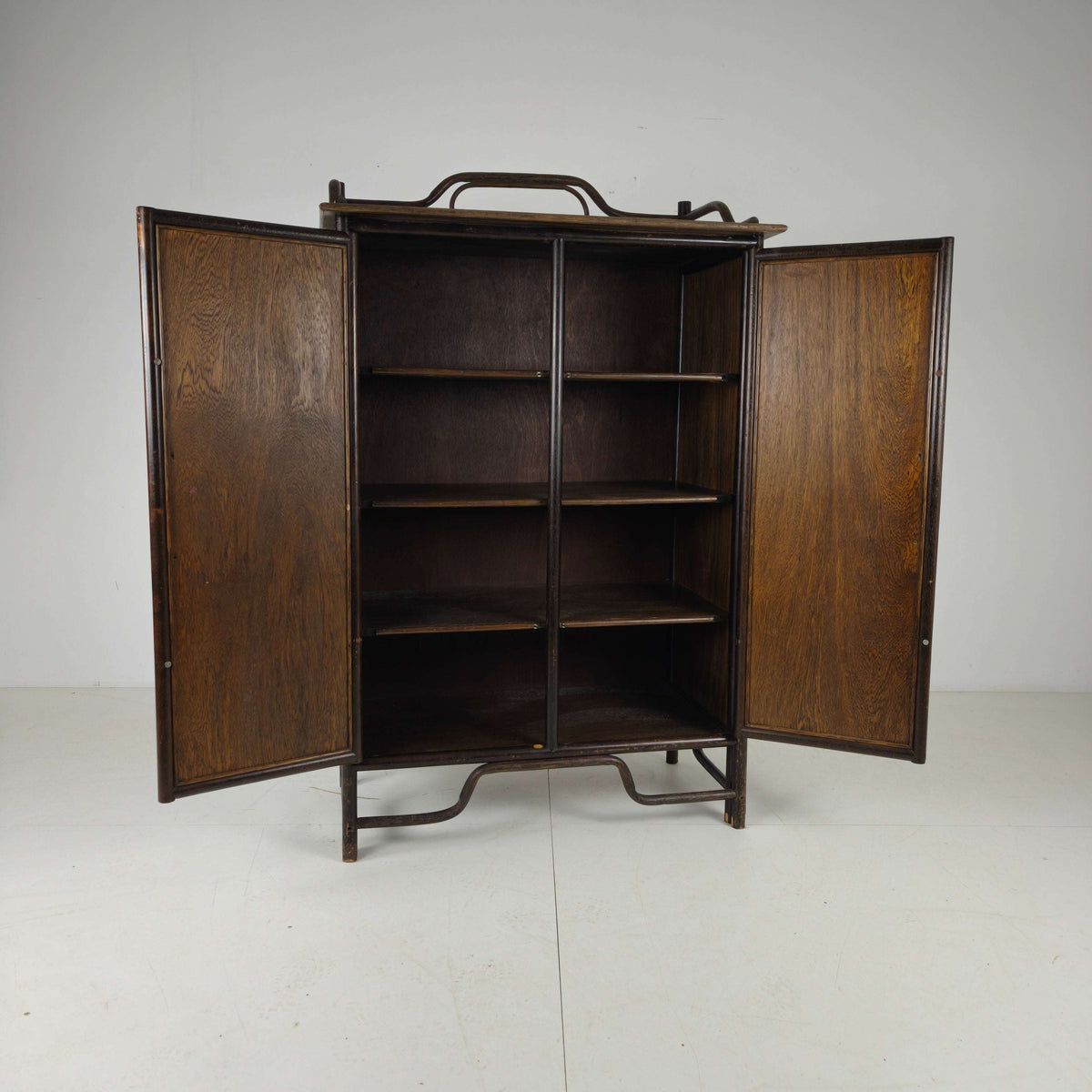 Vintage Wicker Wardrobe / Linen Cabinet – Dark Rattan & Bamboo Vintage Wicker Wardrobe / Linen Cabinet – Dark Rattan & Bamboo