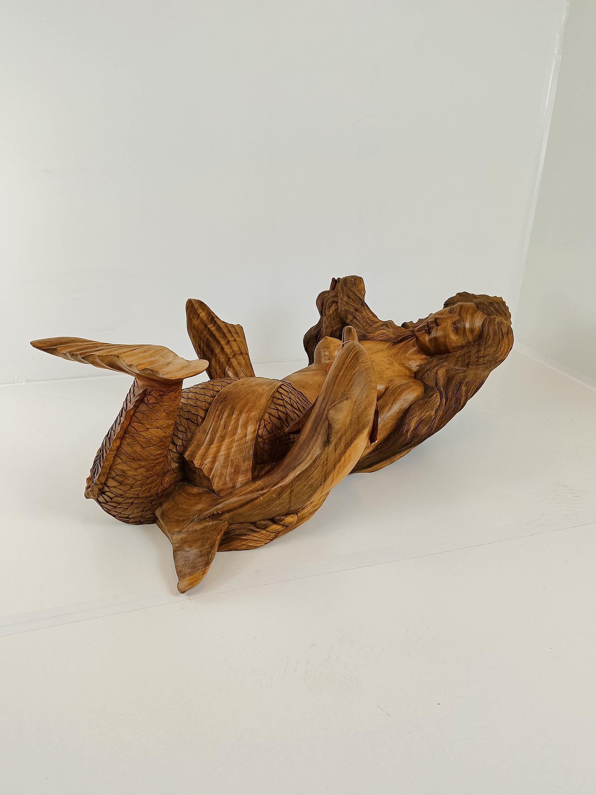 Wooden Mermaid Coffee Table With Glass Top Wooden Mermaid Coffee Table With Glass Top