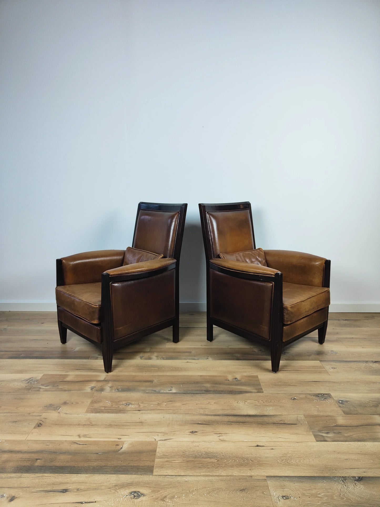 Art Deco Design Sheep Leather Armchairs Art Deco Design Sheep Leather Armchairs