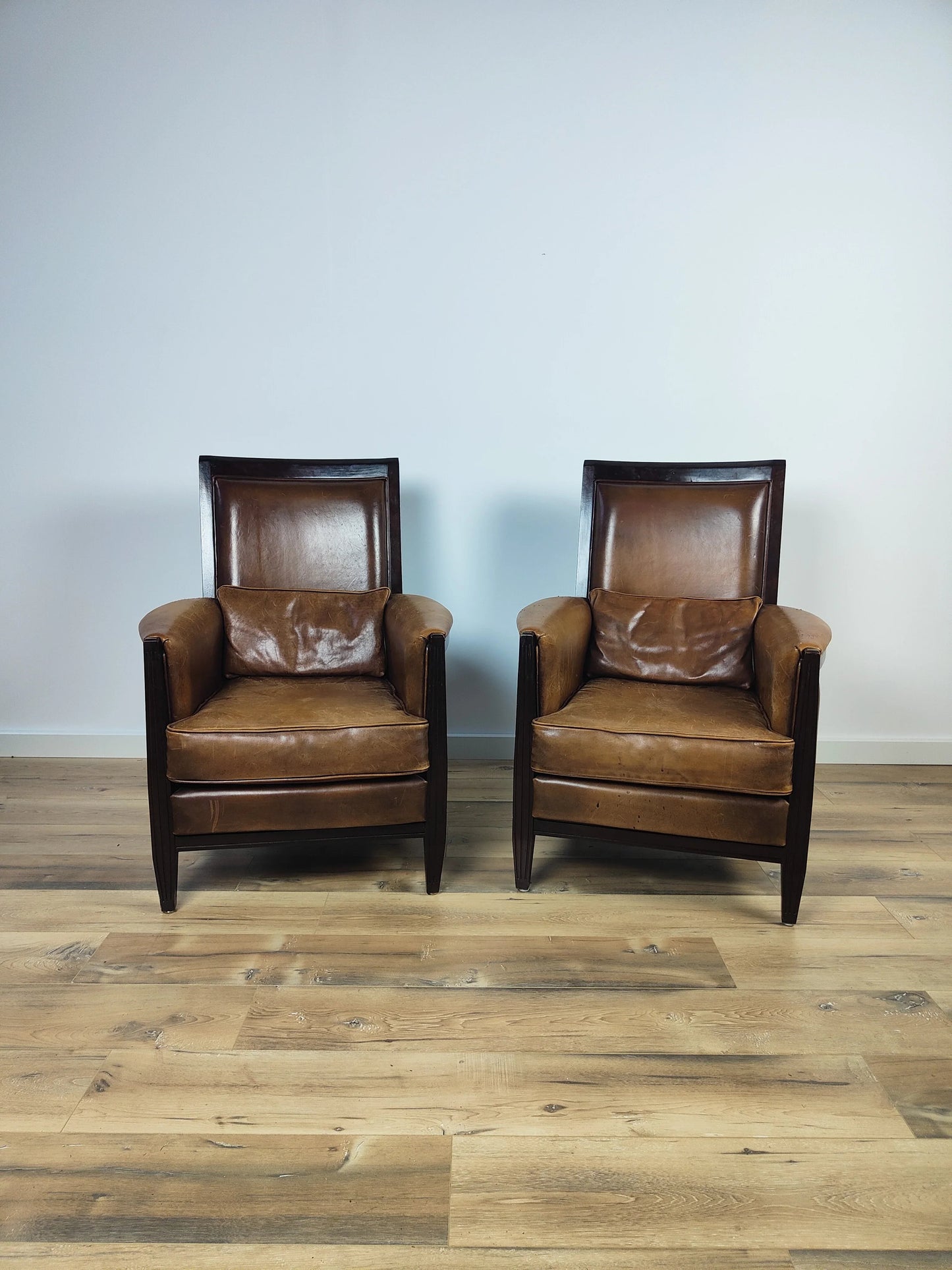 Art Deco Design Sheep Leather Armchairs Art Deco Design Sheep Leather Armchairs