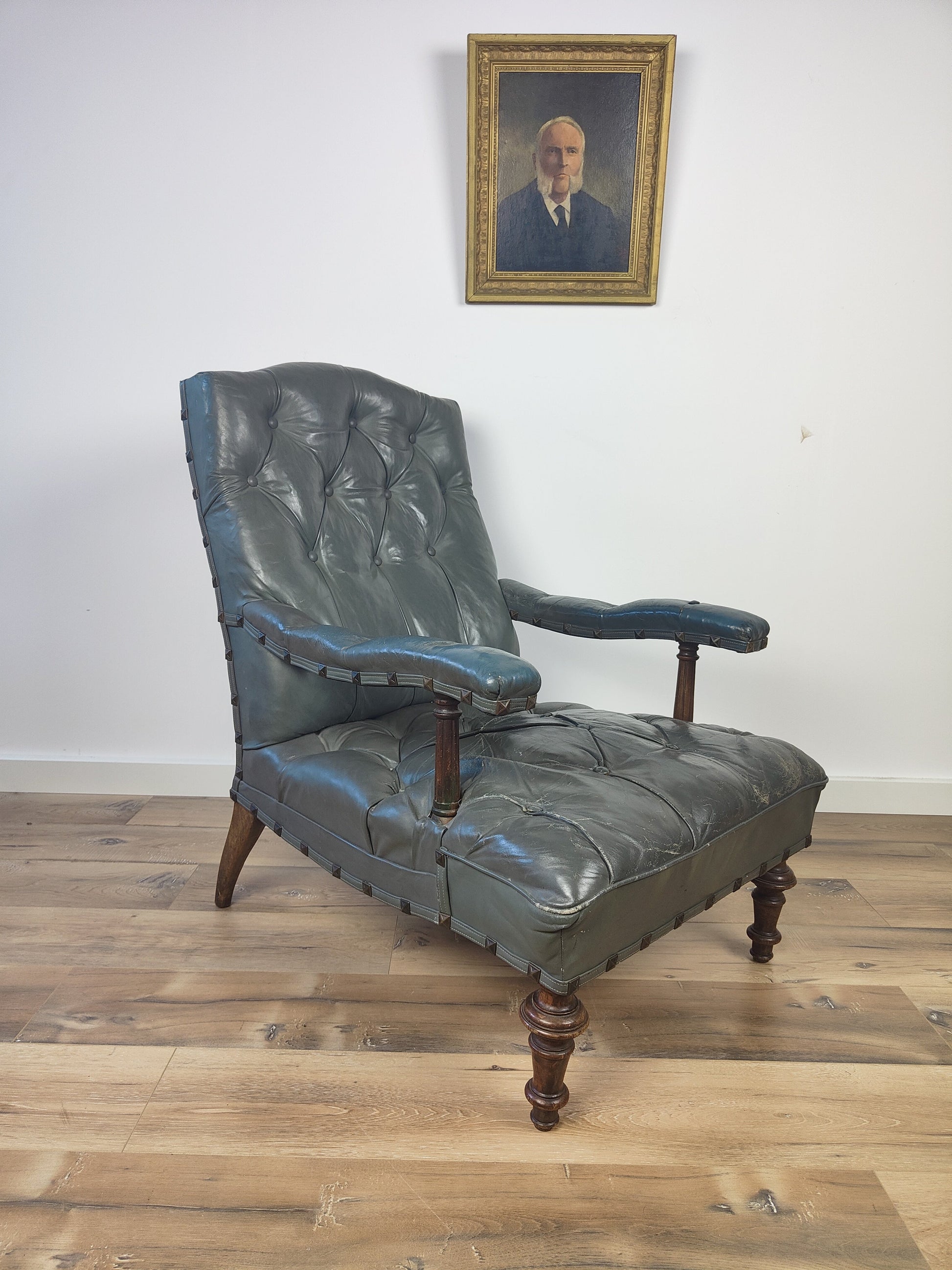 Leather Antique Library Chair Around 1860s Leather Antique Library Chair Around 1860s