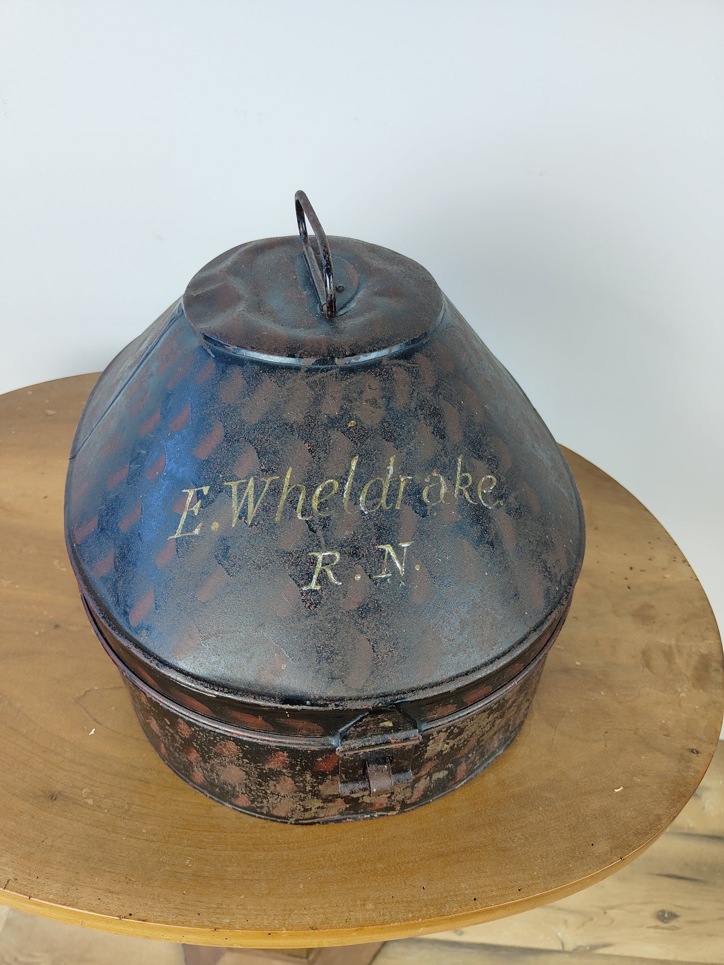 Royal Navy Anqitue Toleware Hat Box Royal Navy Anqitue Toleware Hat Box