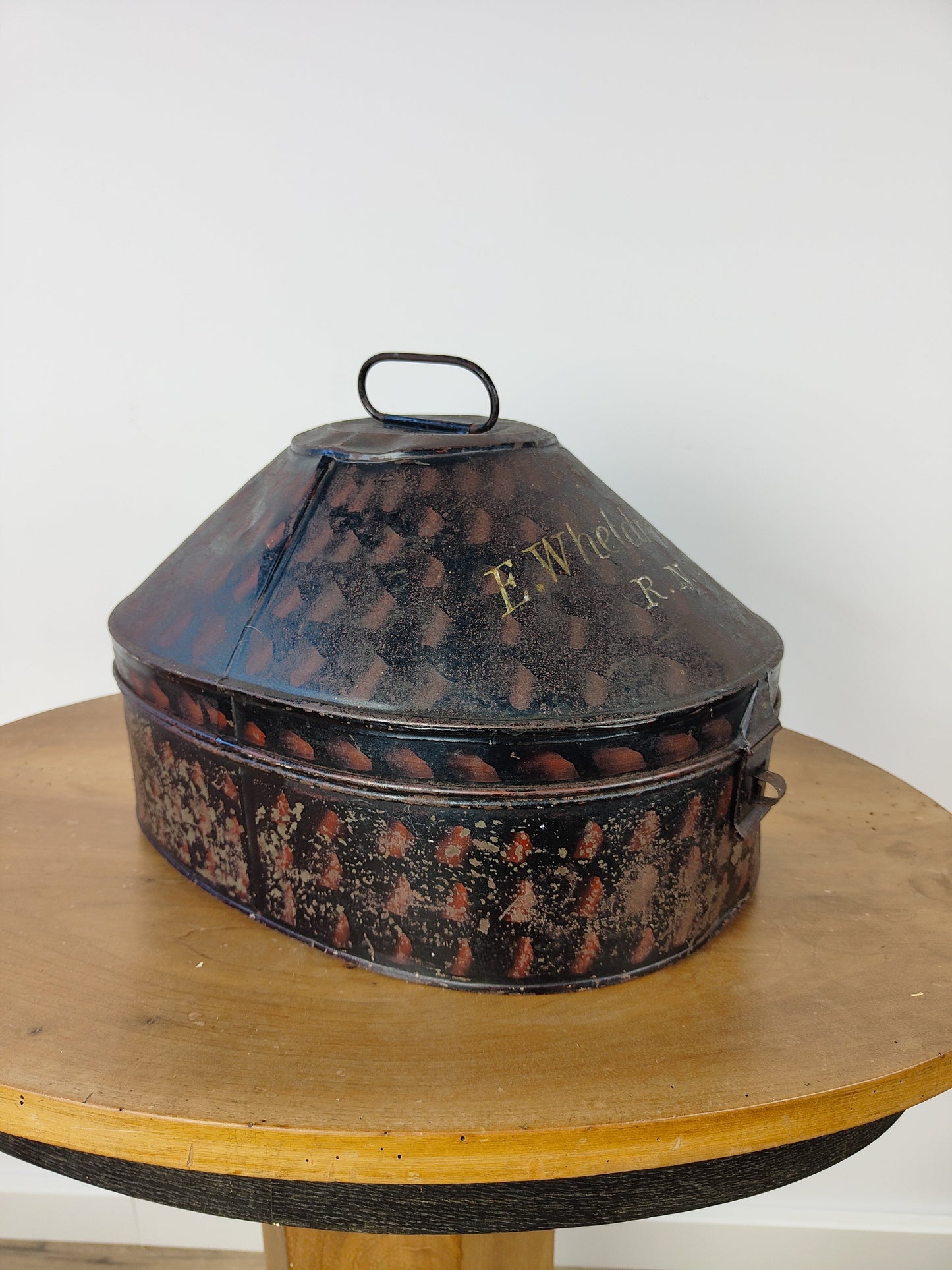Royal Navy Anqitue Toleware Hat Box Royal Navy Anqitue Toleware Hat Box